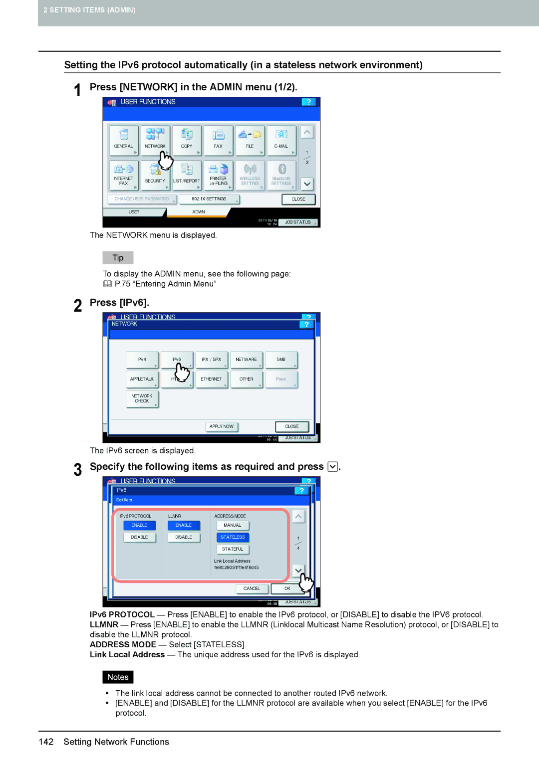 Toshiba 4540C manual Press IPv6 