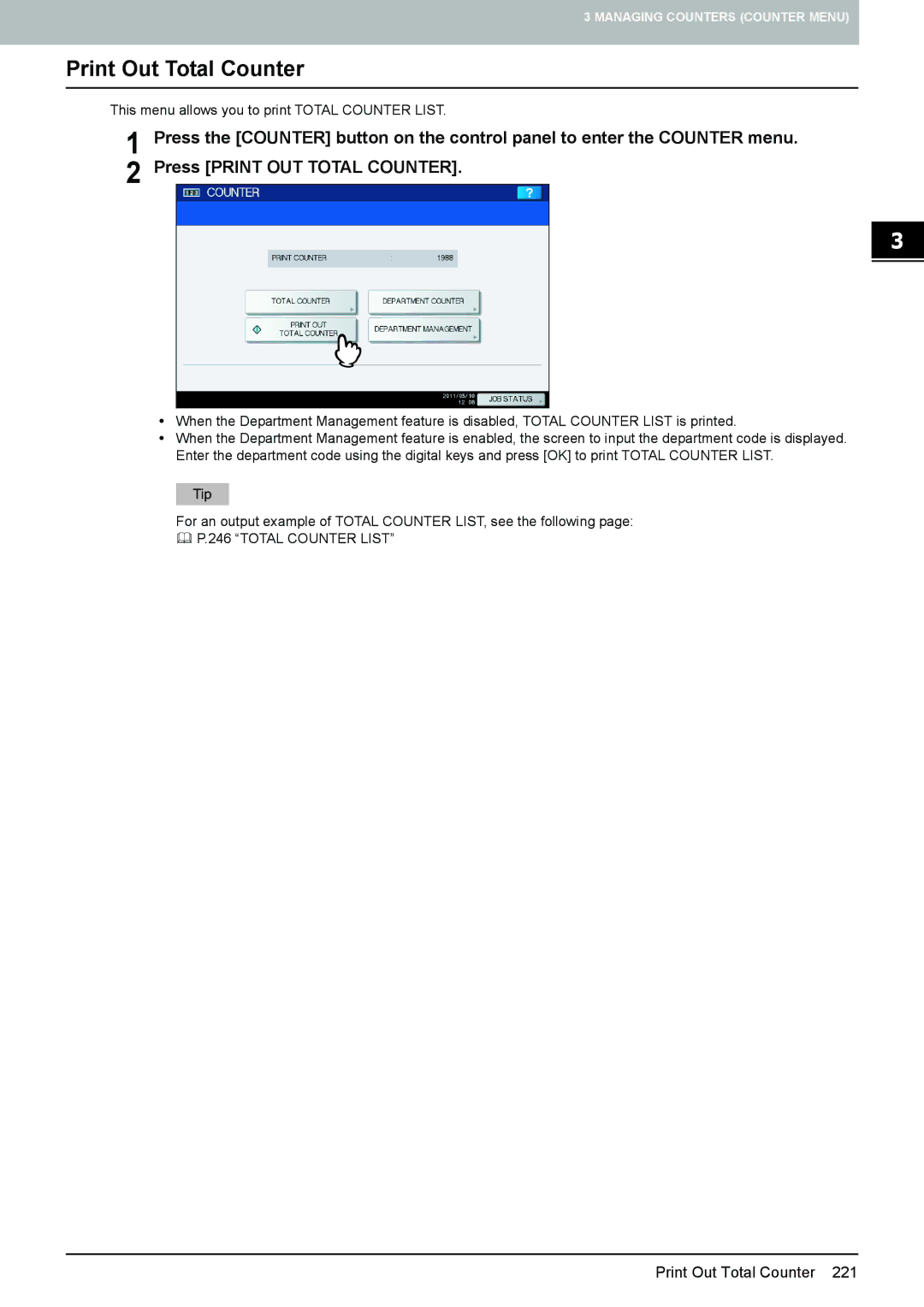 Toshiba 4540C manual Print Out Total Counter 