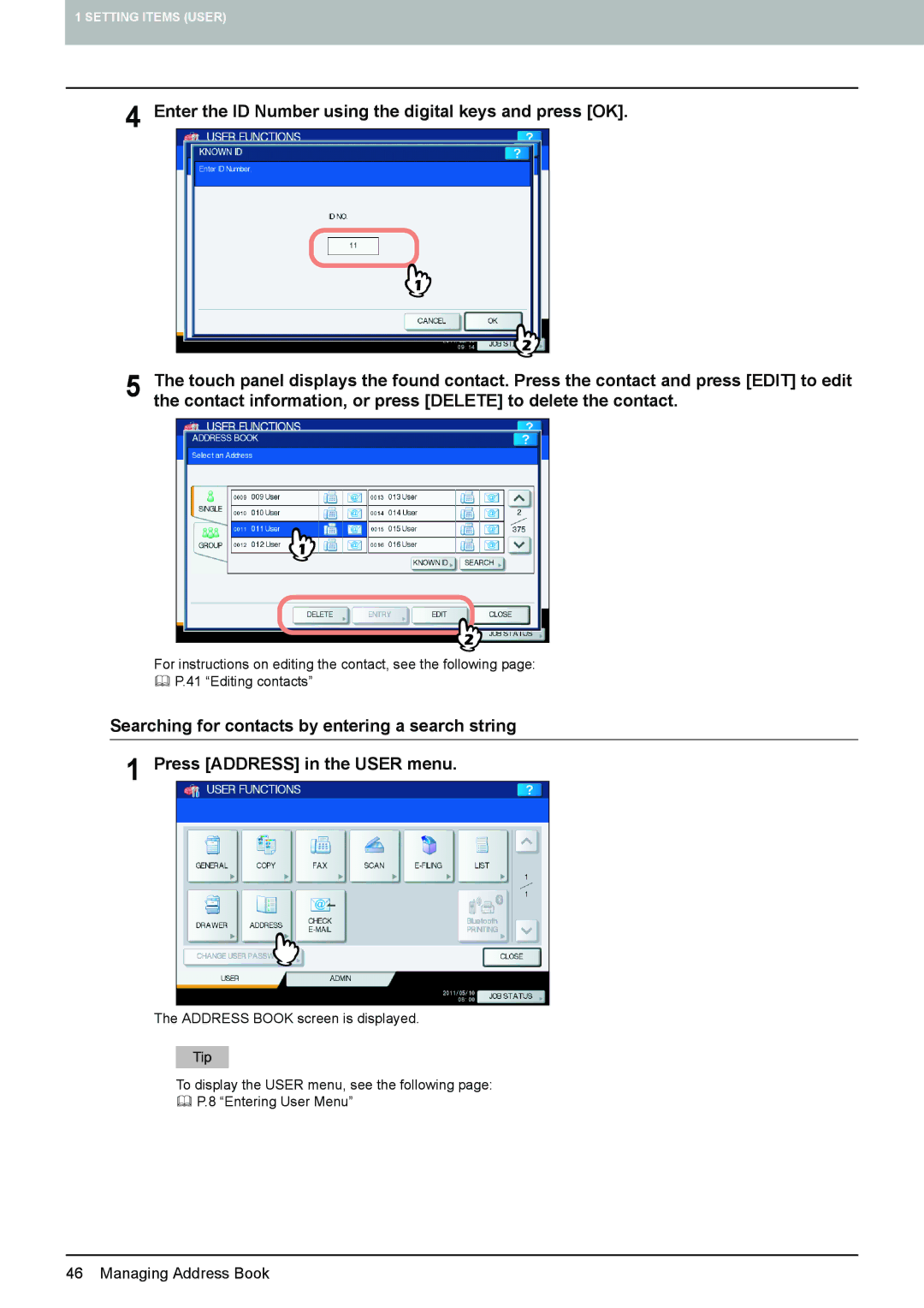 Toshiba 4540C manual Managing Address Book 