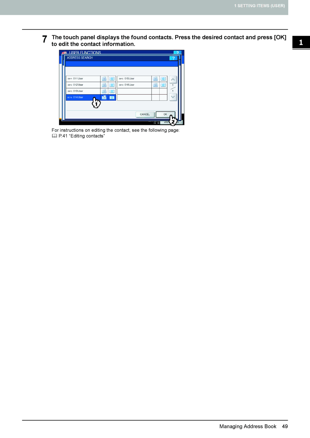 Toshiba 4540C manual To edit the contact information 