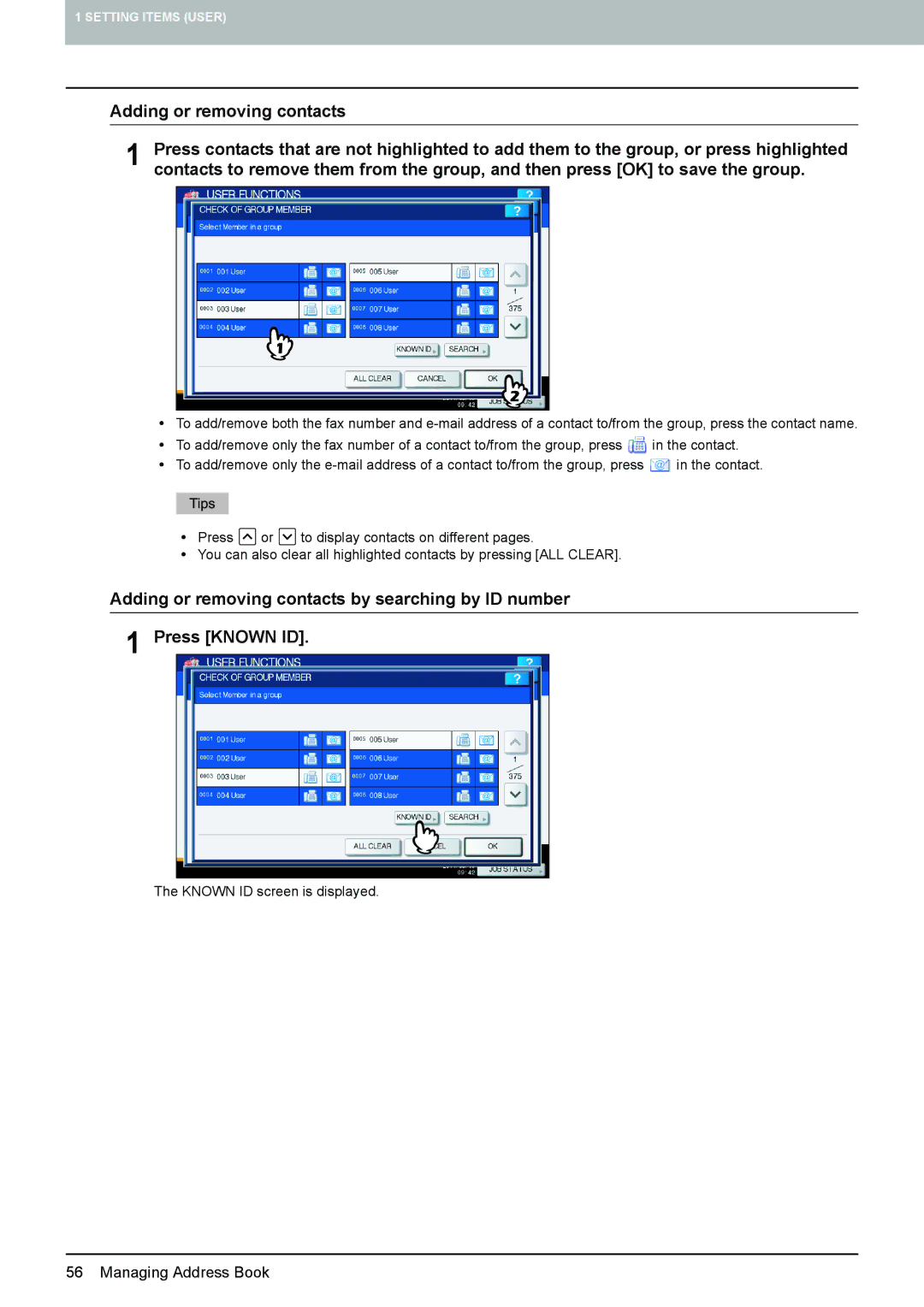 Toshiba 4540C manual Known ID screen is displayed 