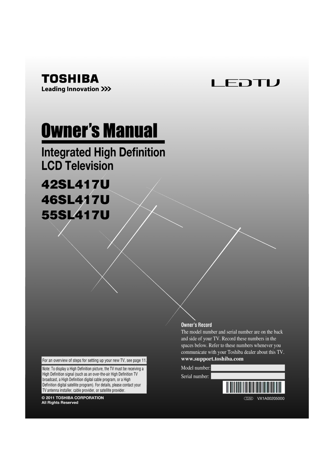 Toshiba manual 42SL417U 46SL417U 55SL417U 