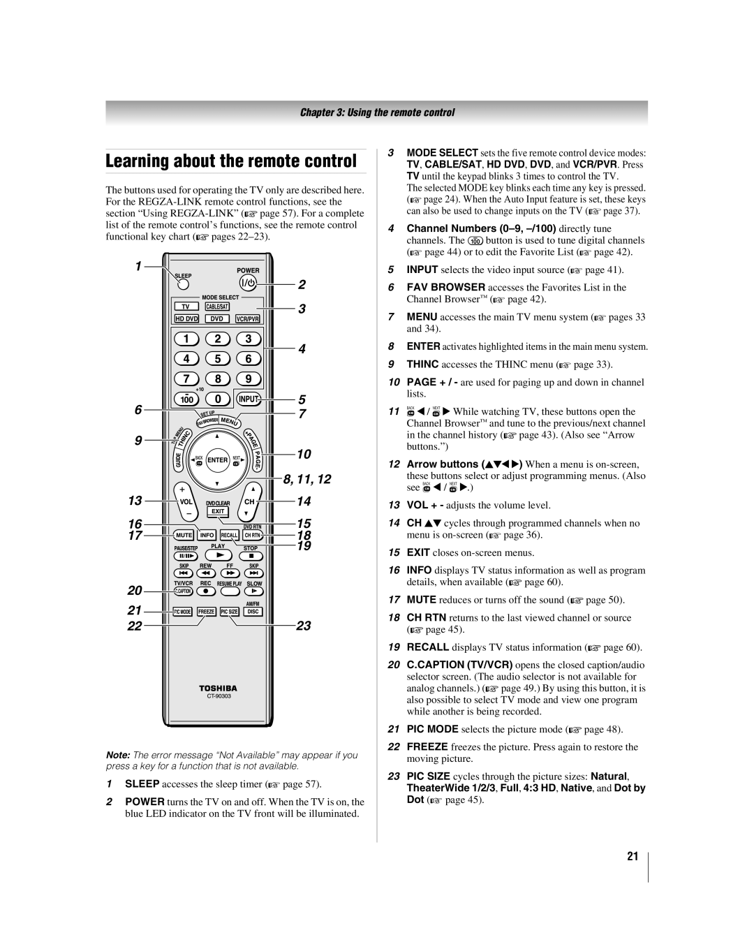 Toshiba 46XF550U, 40XF550U, 2XF550U manual Learning about the remote control, Using the remote control, 8, 11 