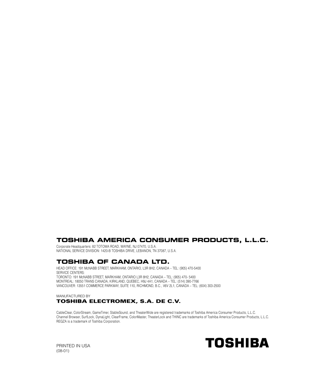 Toshiba 2XF550U, 46XF550U, 40XF550U manual 