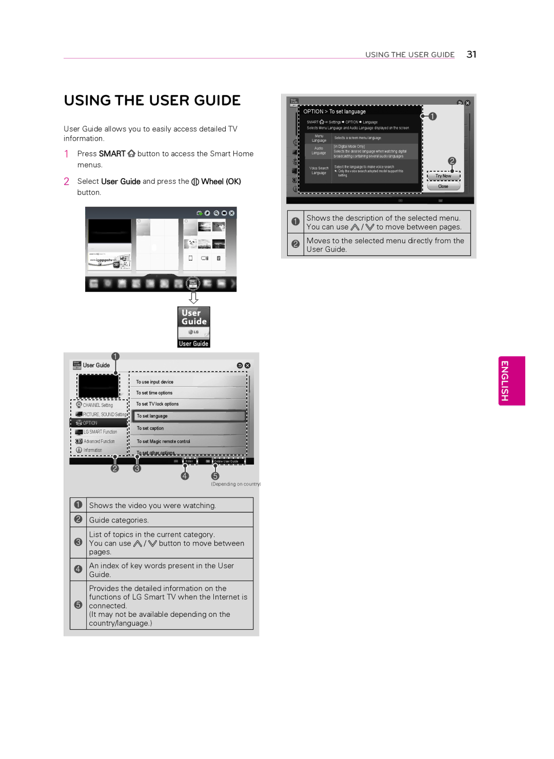 Toshiba 60LA7400, 47LA6950, 47LA7400, 47LA6900, 55LA6900, 55LA7400, 55LA6950 owner manual Using the user guide 