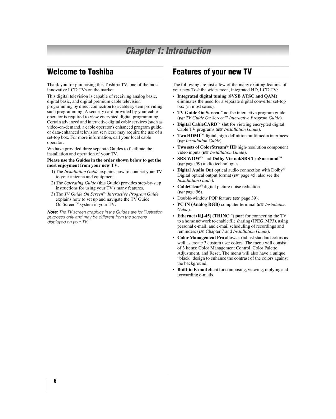 Toshiba 47LZ196, 42LZ196 manual Introduction, Welcome to Toshiba, Features of your new TV 