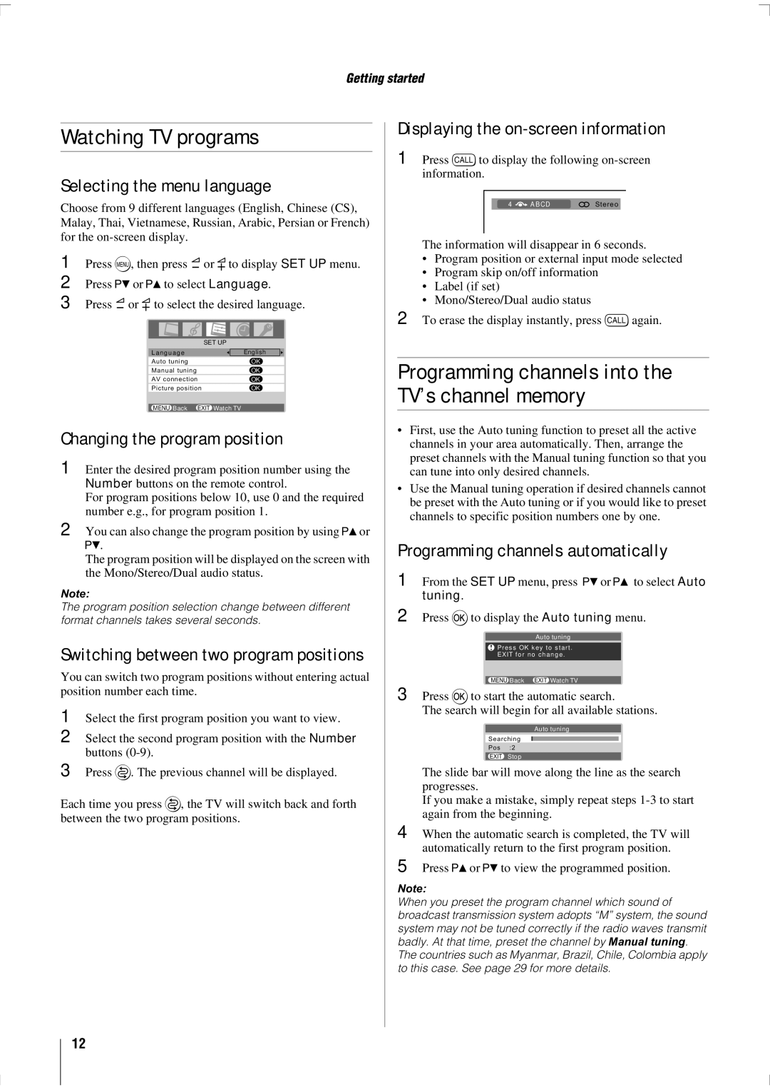 Toshiba 47WL68E, 47WL68T, 47WL68A owner manual Watching TV programs, Programming channels into the TV’s channel memory 