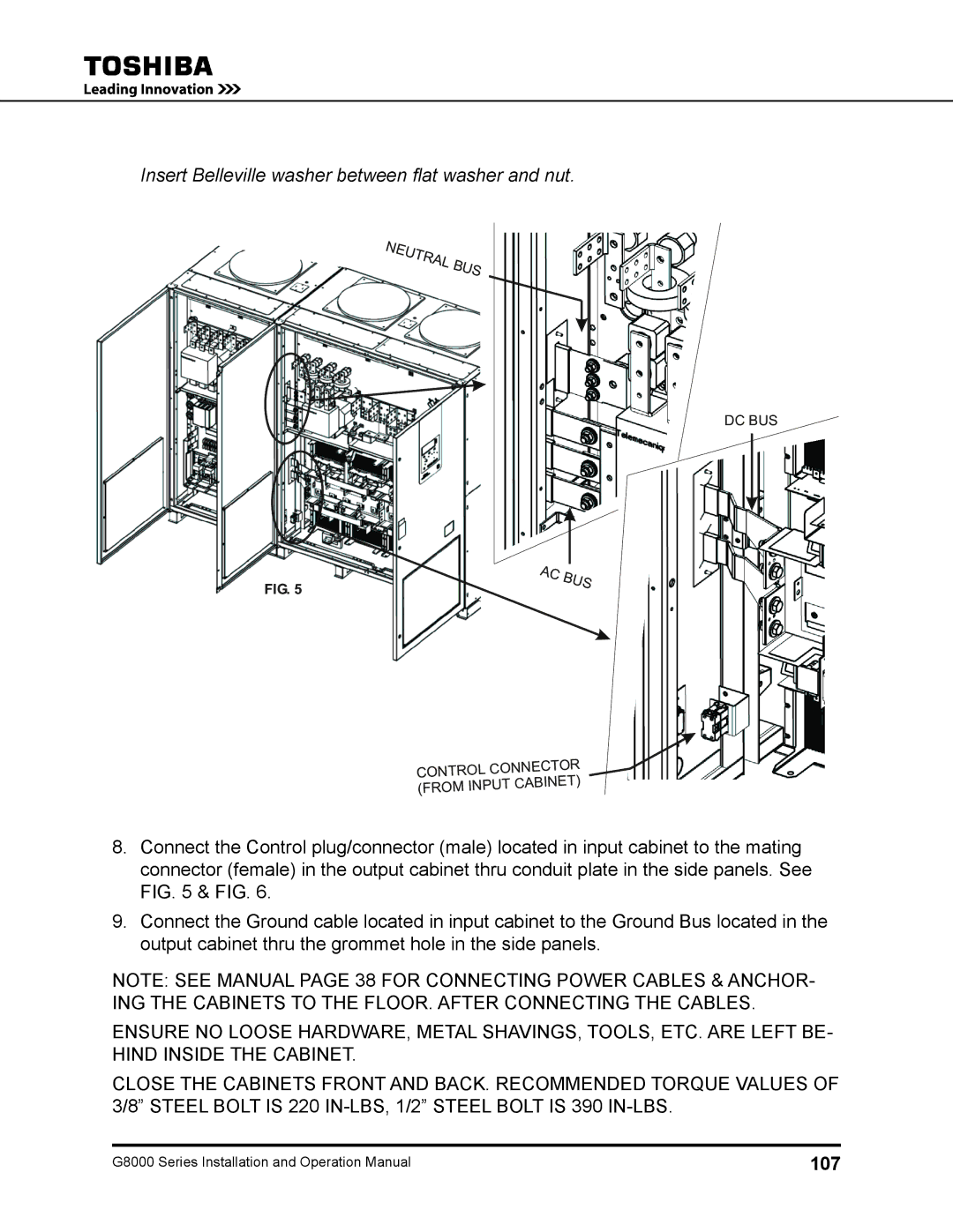 Toshiba 500 KW, 480 V, 225, 150, 300, 125, 100 operation manual 107 