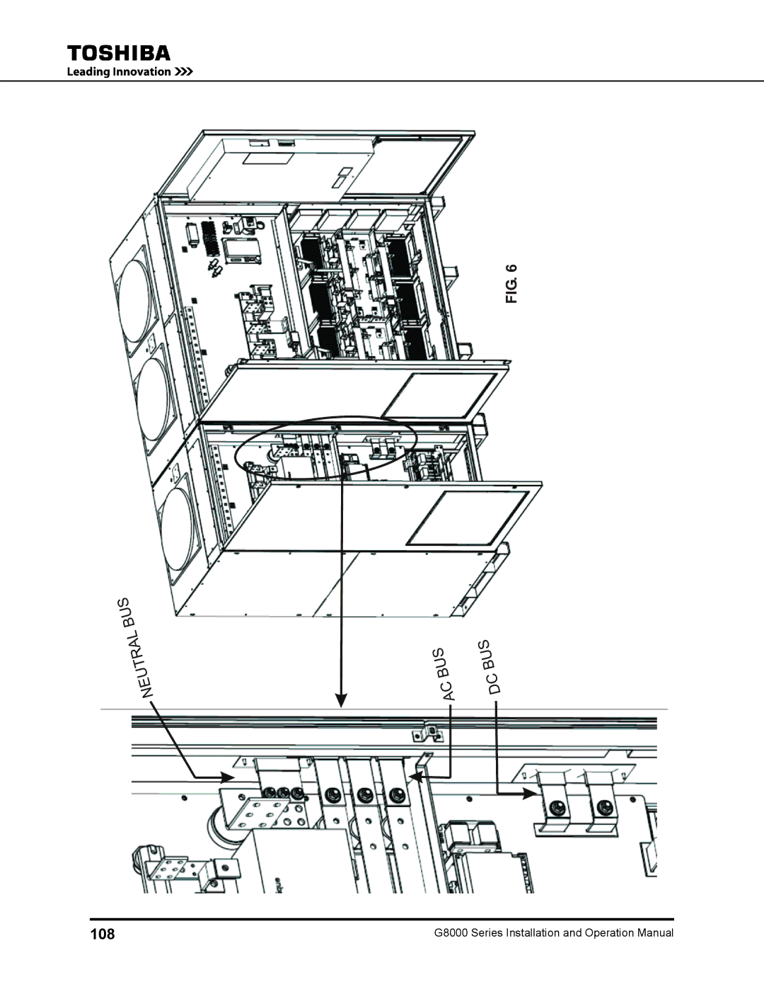 Toshiba 480 V, 500 KW, 225, 150, 300, 125, 100 operation manual BUS RAL Neut, 108 