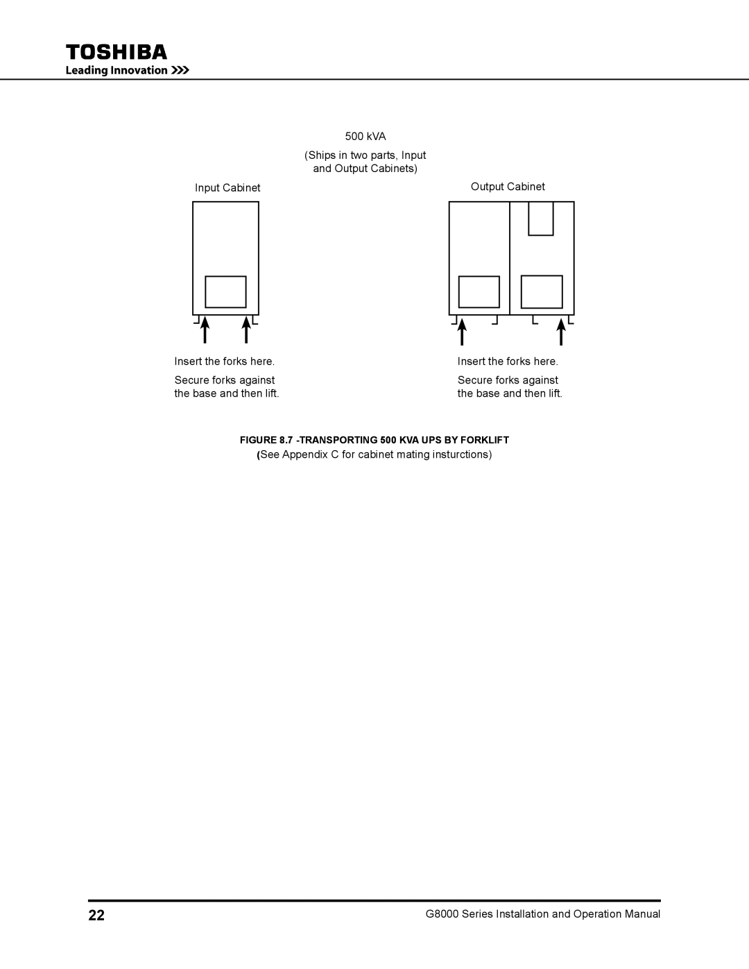 Toshiba 500 KW, 480 V, 225, 150, 300, 125, 100 operation manual 500 kVA 