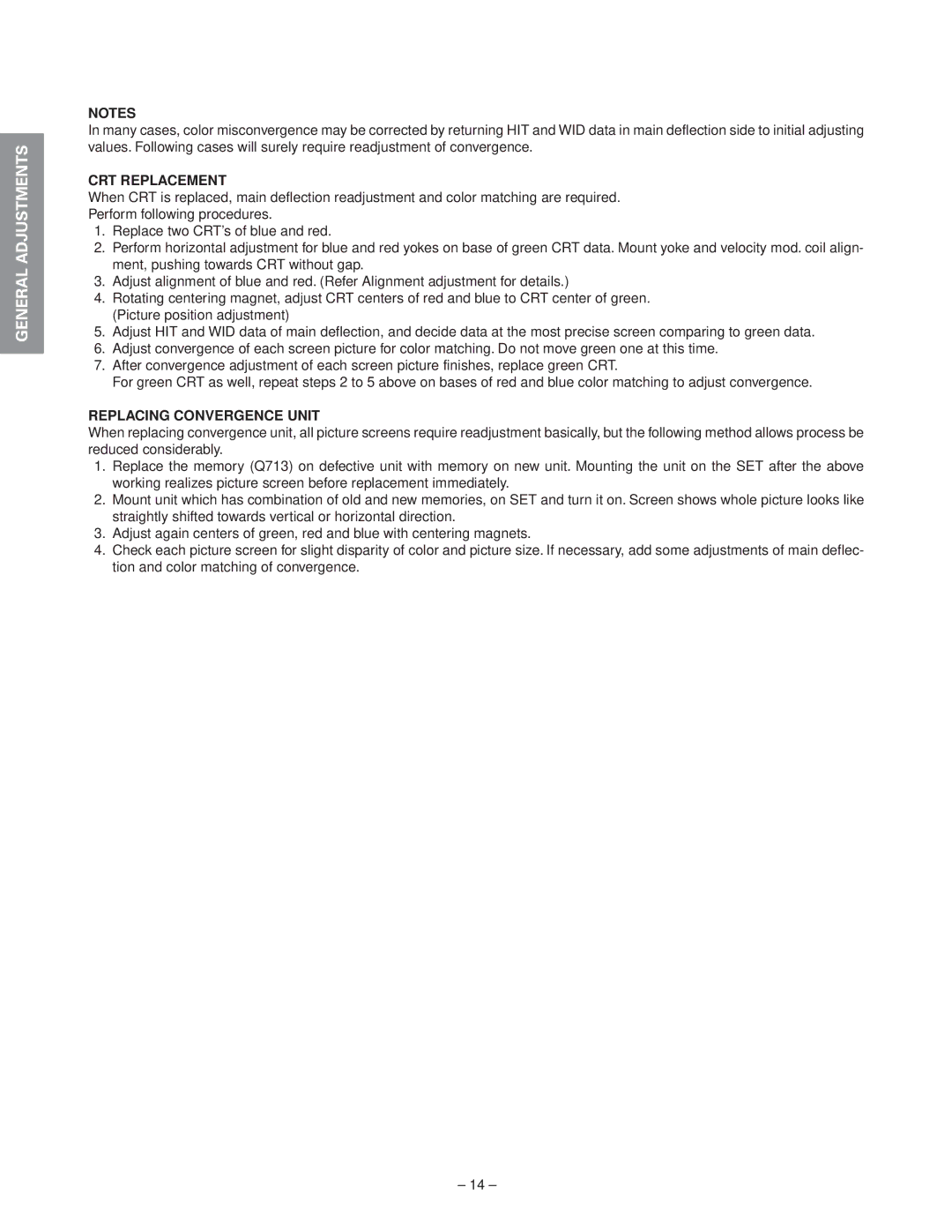 Toshiba 50A60, 50A50 55A60 service manual CRT Replacement, Replacing Convergence Unit 