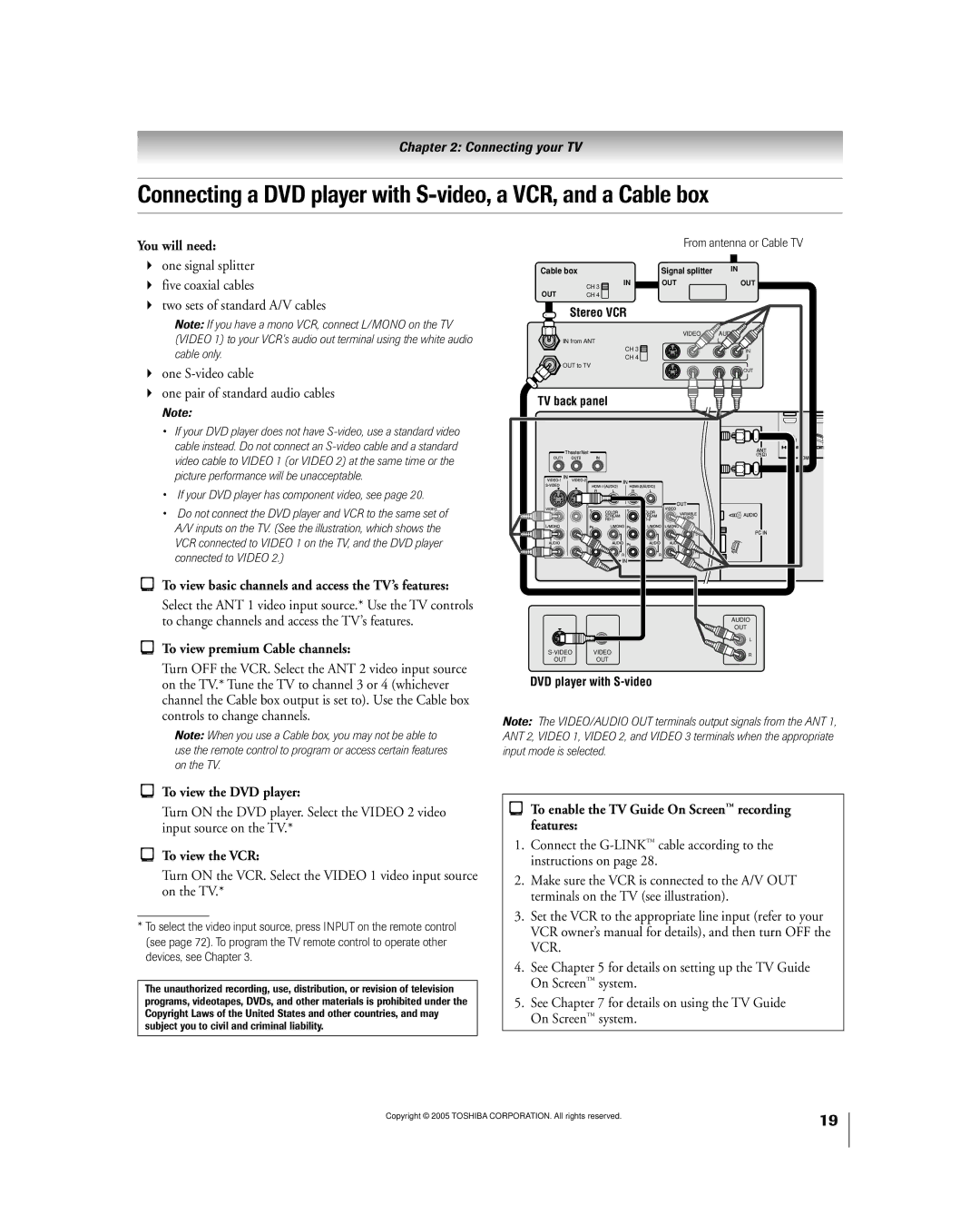 Toshiba 50HPX95 owner manual To view basic channels and access the TVÕs features, To view premium Cable channels 