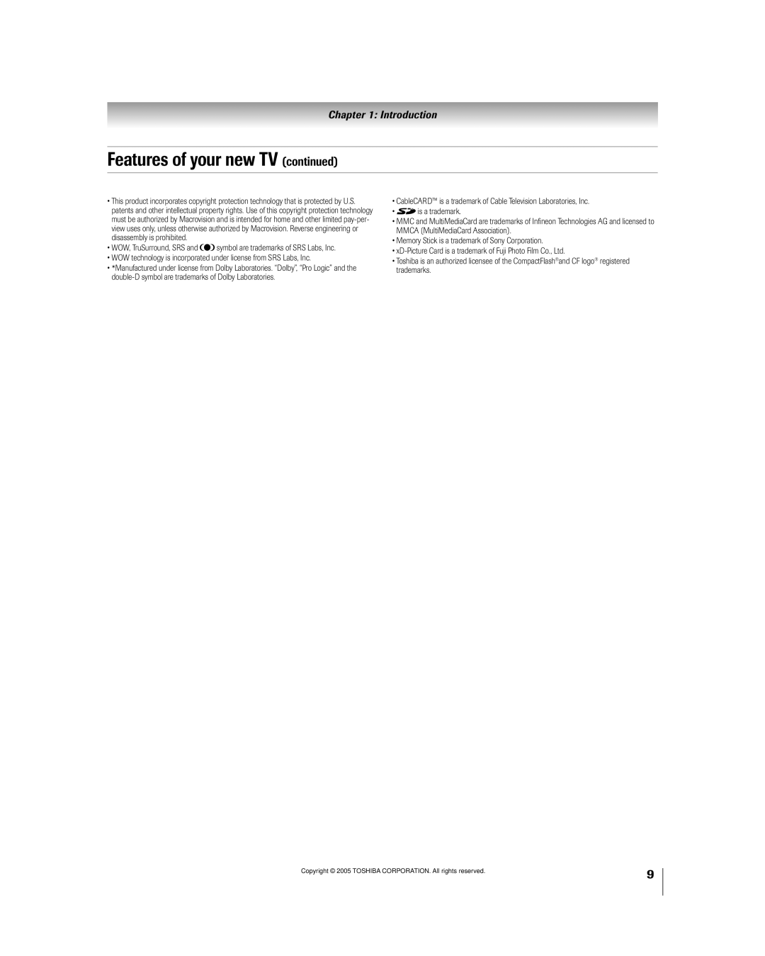 Toshiba 50HPX95 owner manual Introduction 