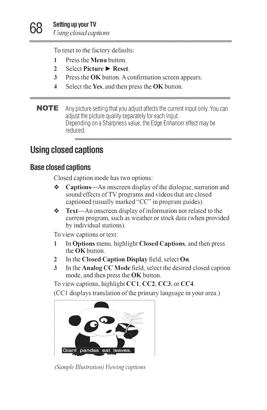 Toshiba 50L3400U, 40L3400U manual Usingclosedcaptions, Basedosed captions, Using dosd capfions 