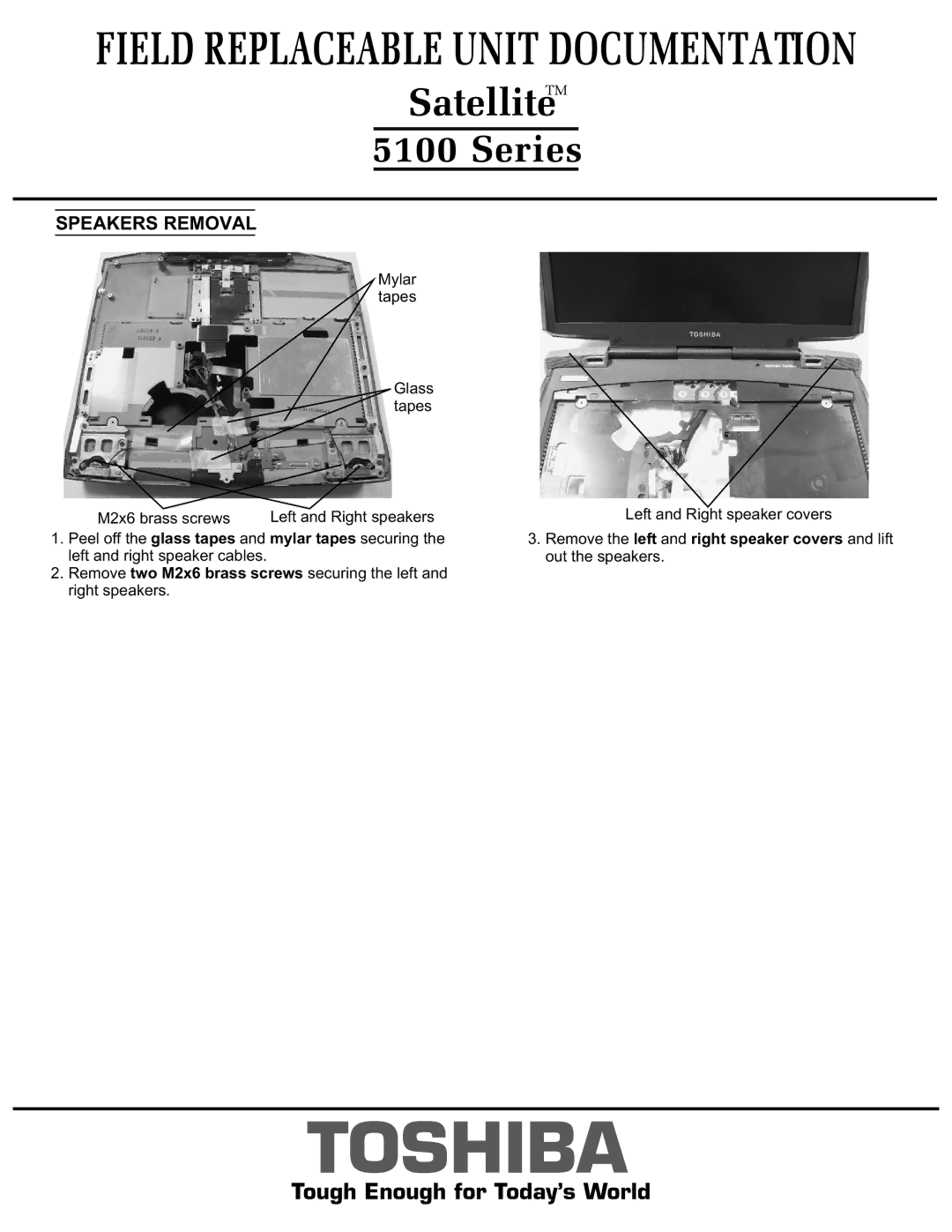 Toshiba 5100 manual Speakers Removal 