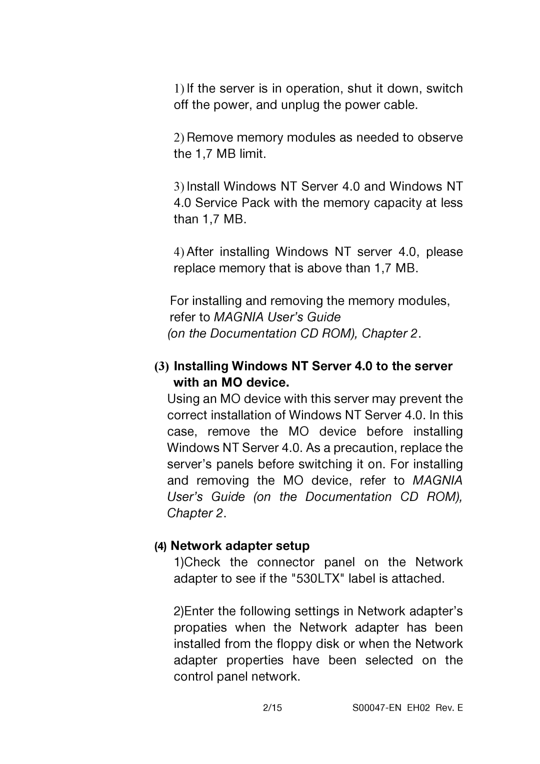 Toshiba 510D manual Network adapter setup 