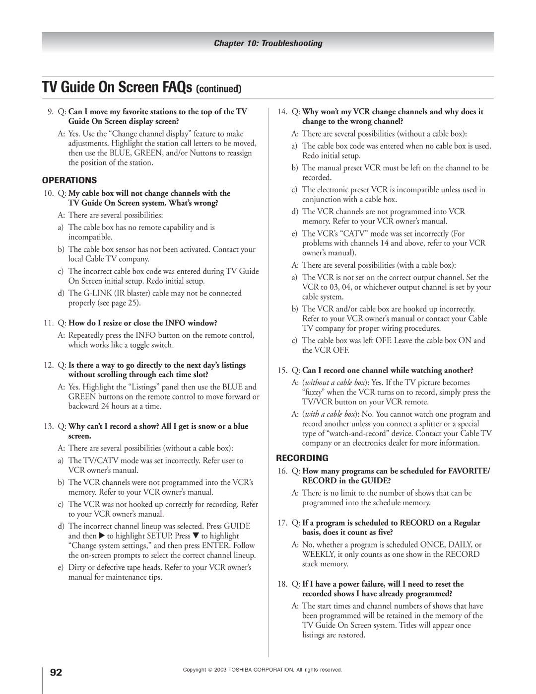 Toshiba 51H93 owner manual How do I resize or close the Info window? 