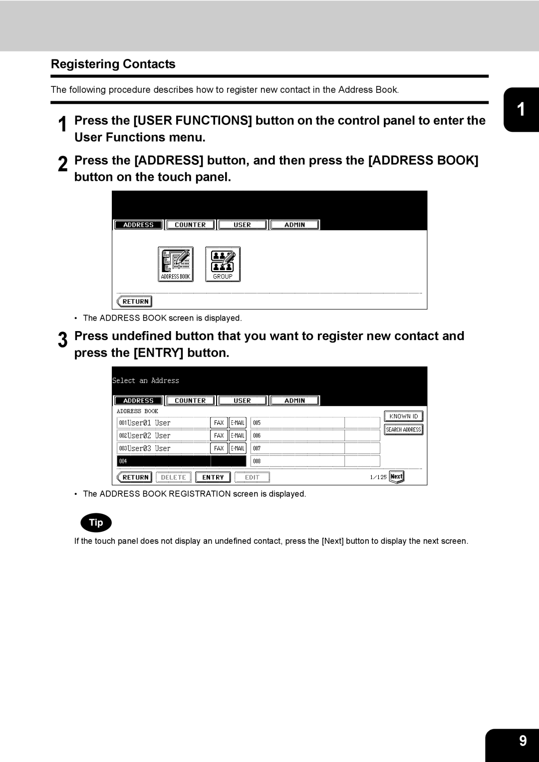 Toshiba 603, 520, 723, 600 manual Registering Contacts 