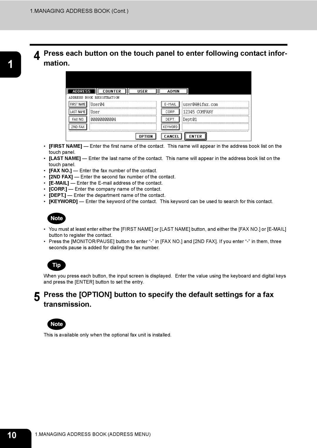 Toshiba 520, 723, 600, 603 manual Managing Address Book 