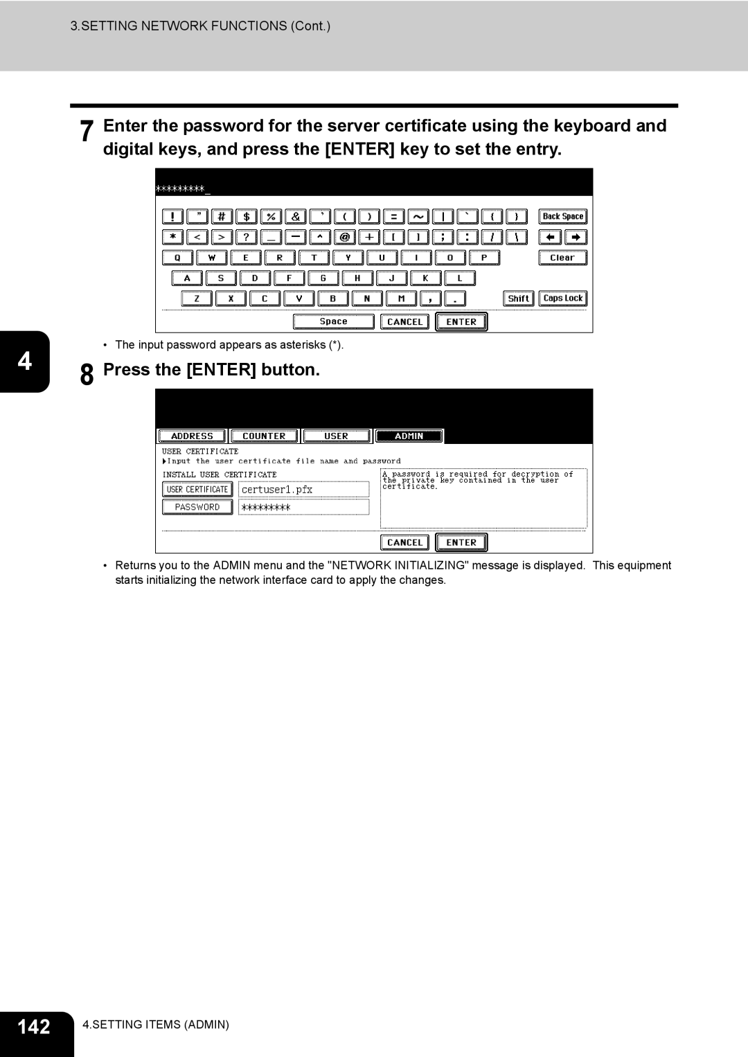 Toshiba 520, 723, 600, 603 manual 142, Press the Enter button 