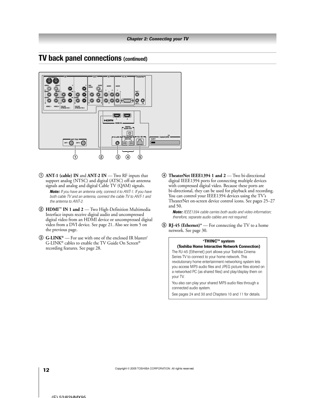 Toshiba 52HMX95, 62HMX95 owner manual 3 4, THINCª system 