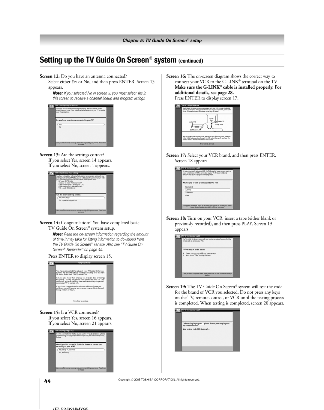 Toshiba 52HMX95, 62HMX95 owner manual Setting up the TV Guide On Screen system 