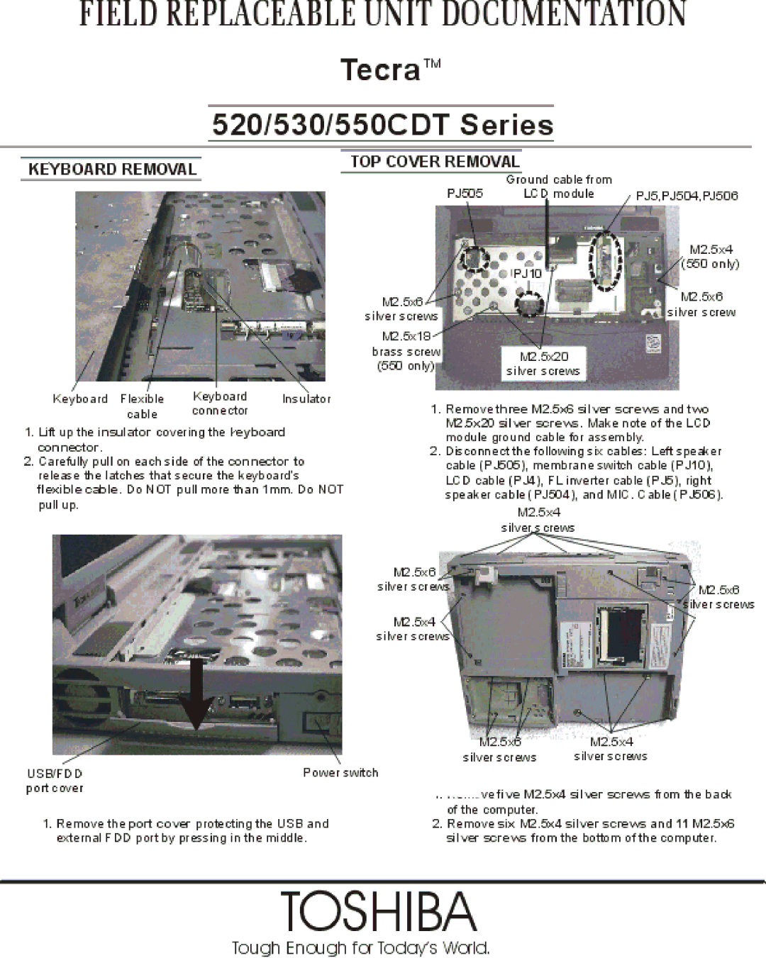 Toshiba 530, 550CDT manual 