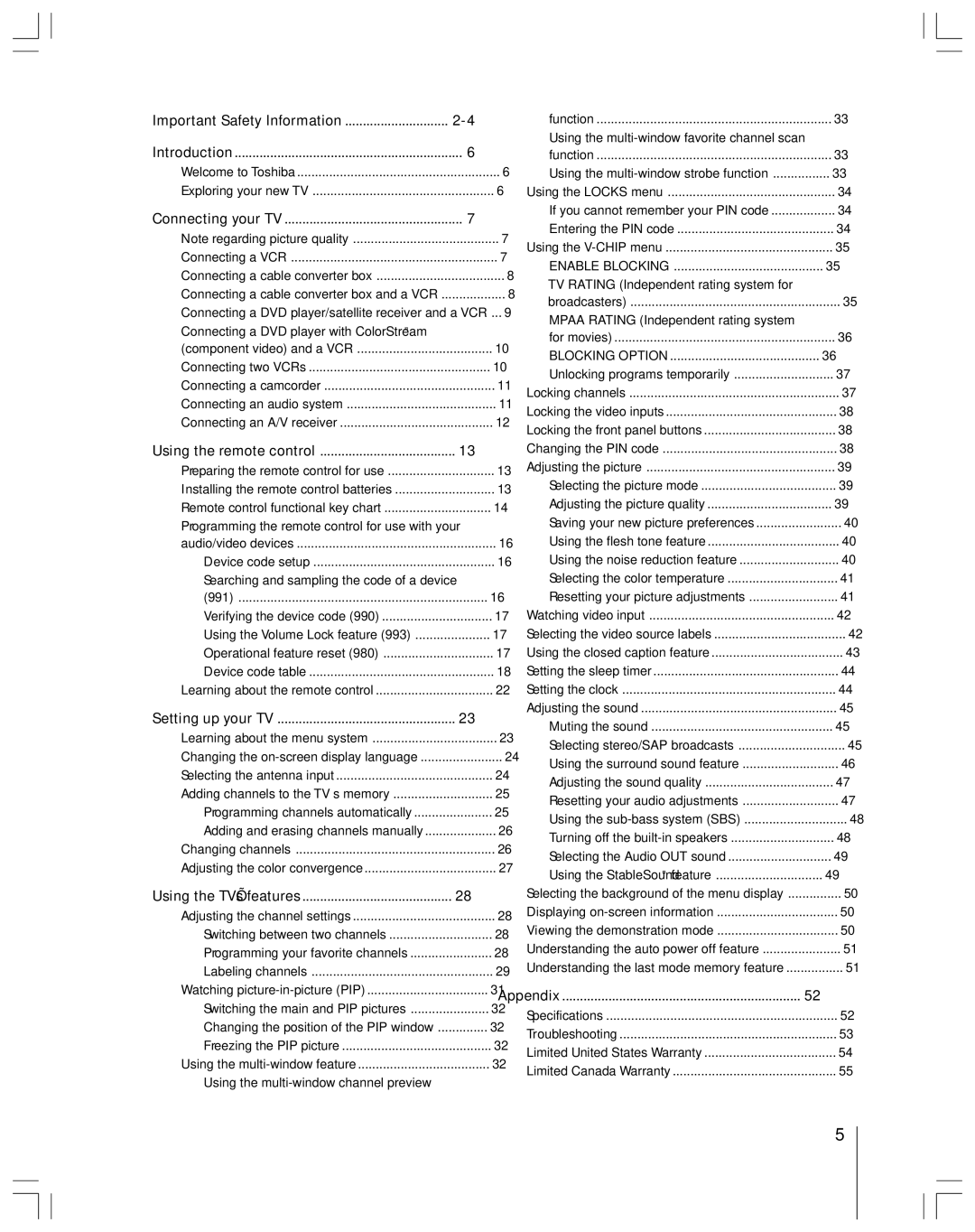 Toshiba 53AX62 owner manual Important Safety Information Introduction 