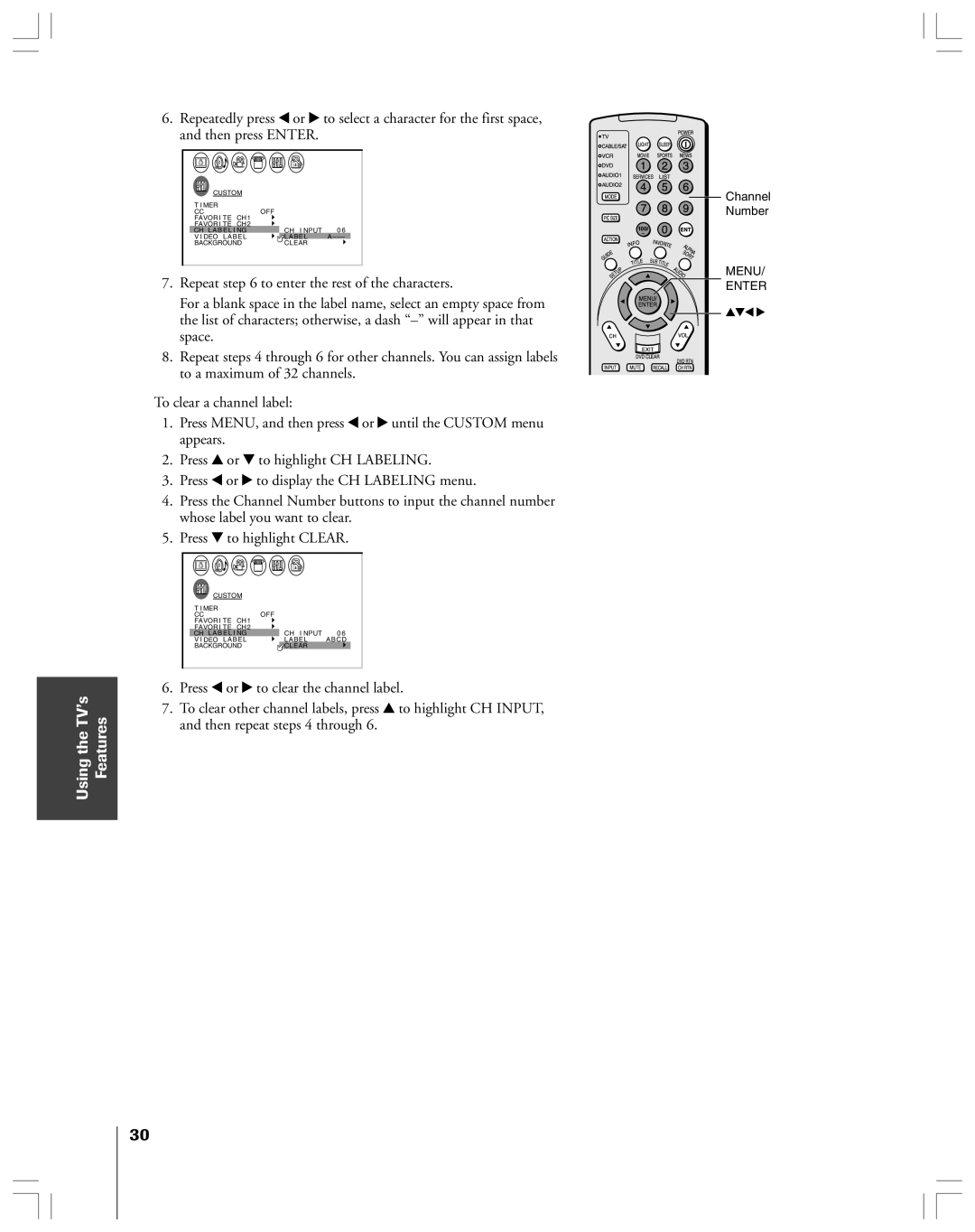 Toshiba 53AX62 owner manual Using the TV’s Features 