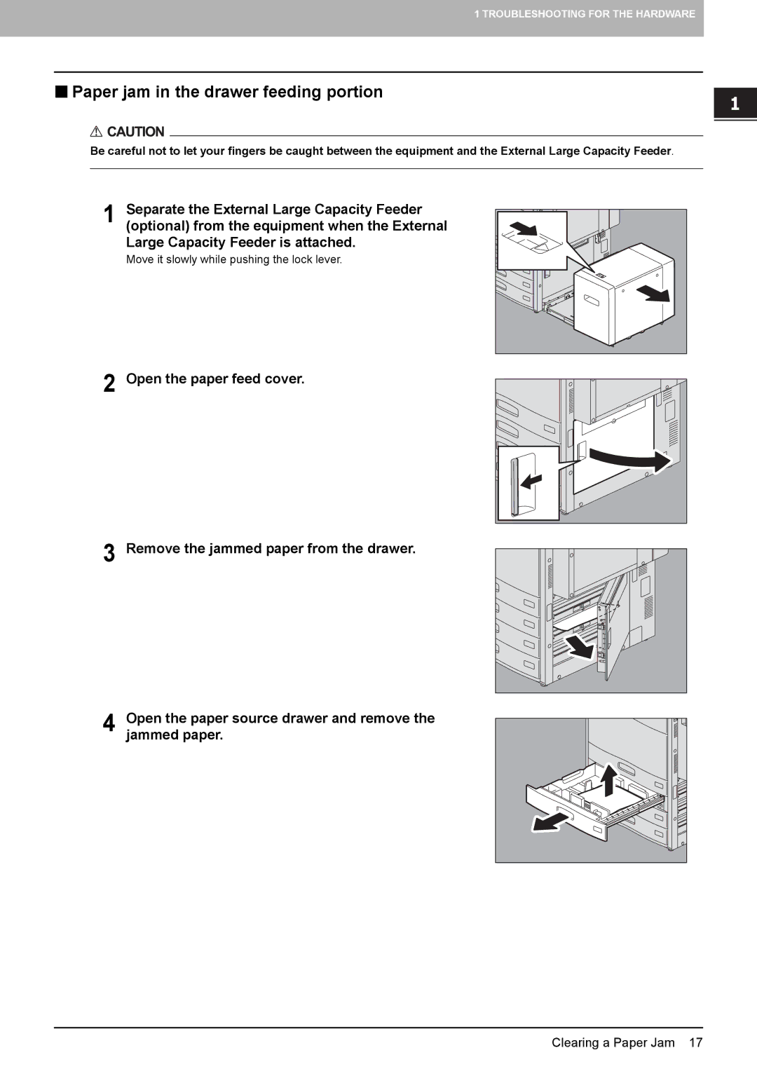 Toshiba 5520c manual „ Paper jam in the drawer feeding portion 