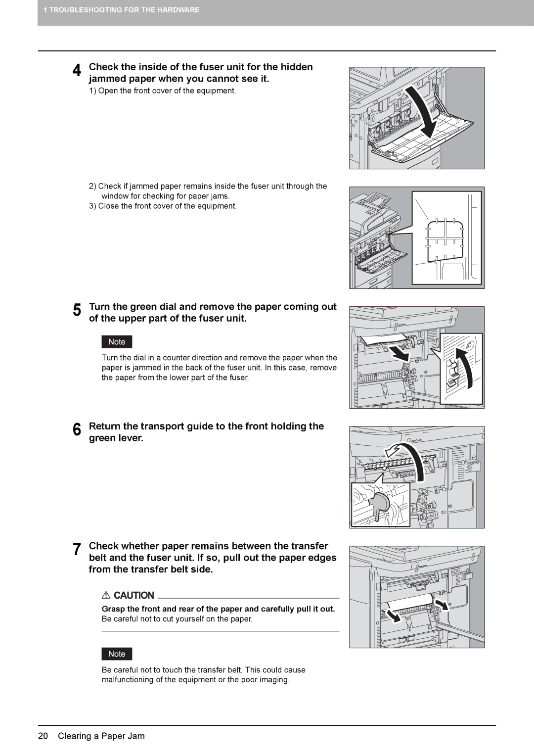 Toshiba 5520c manual Be careful not to cut yourself on the paper 