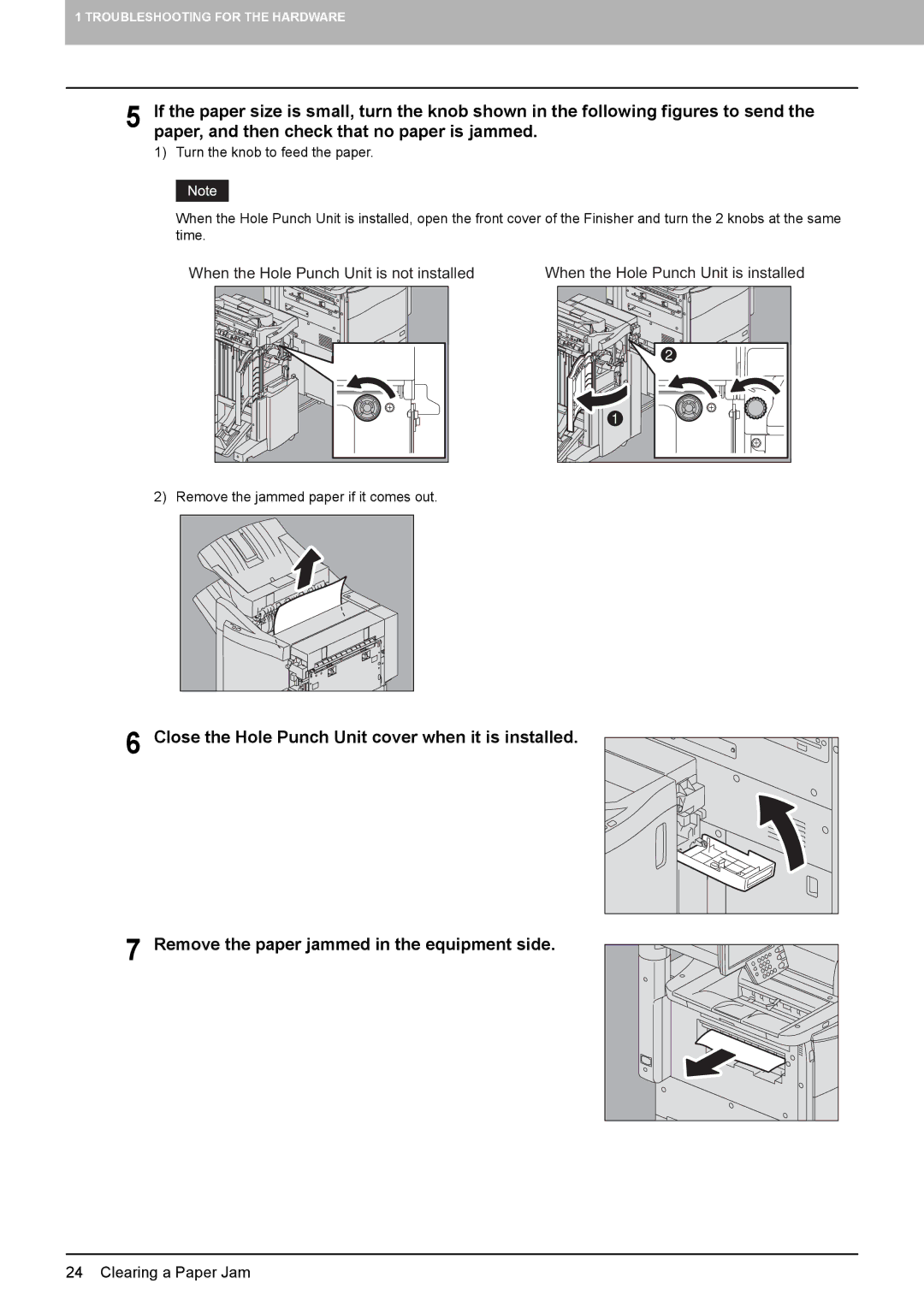 Toshiba 5520c manual When the Hole Punch Unit is not installed 