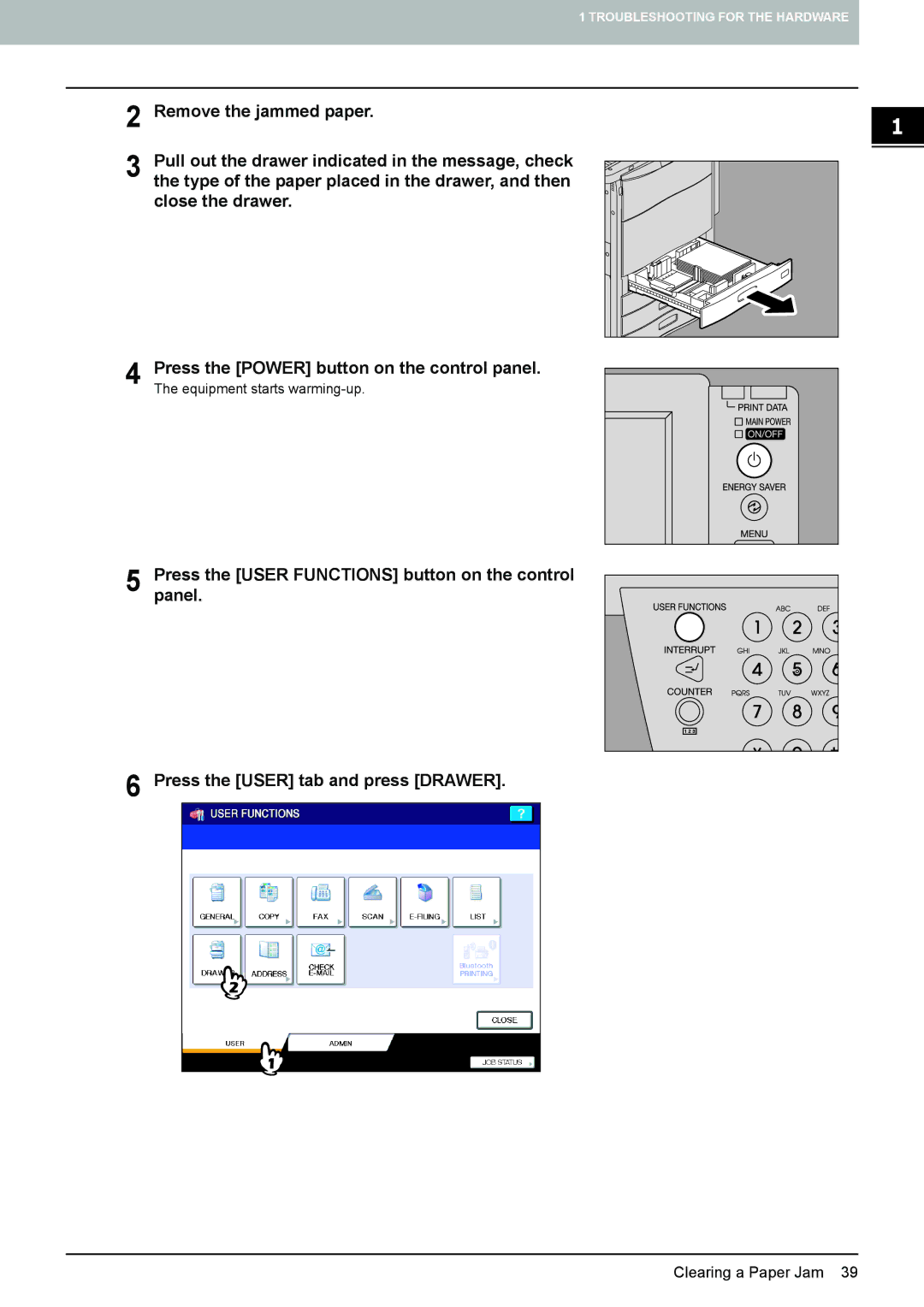 Toshiba 5520c manual Clearing a Paper Jam 