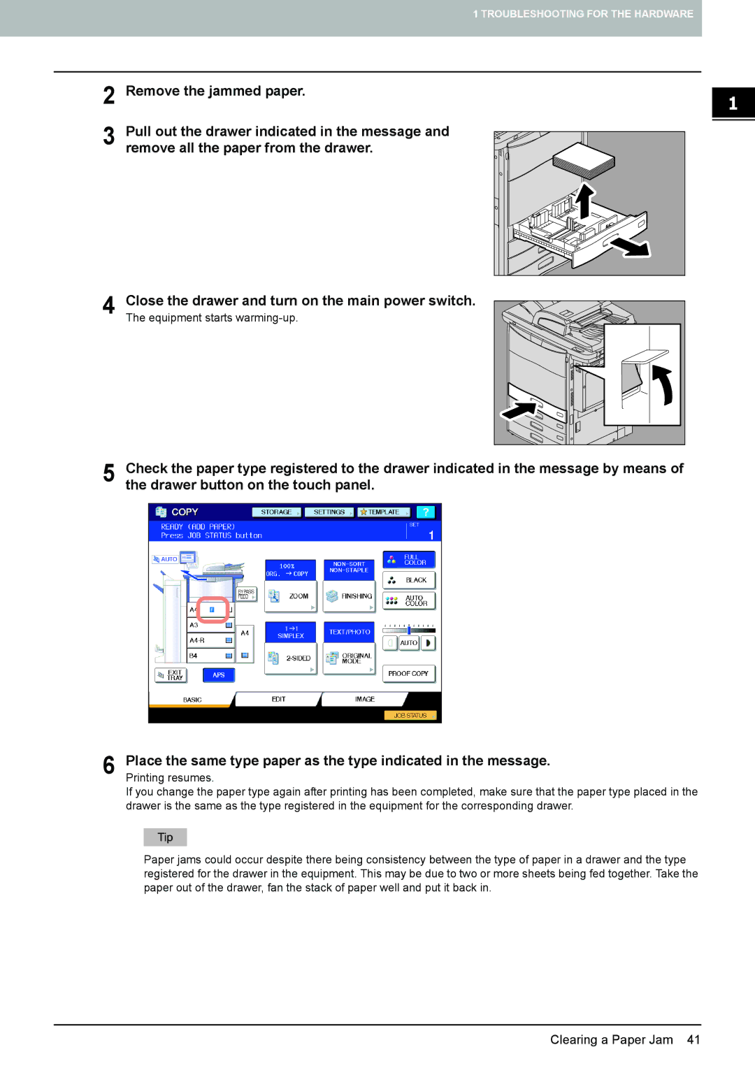 Toshiba 5520c manual Clearing a Paper Jam 