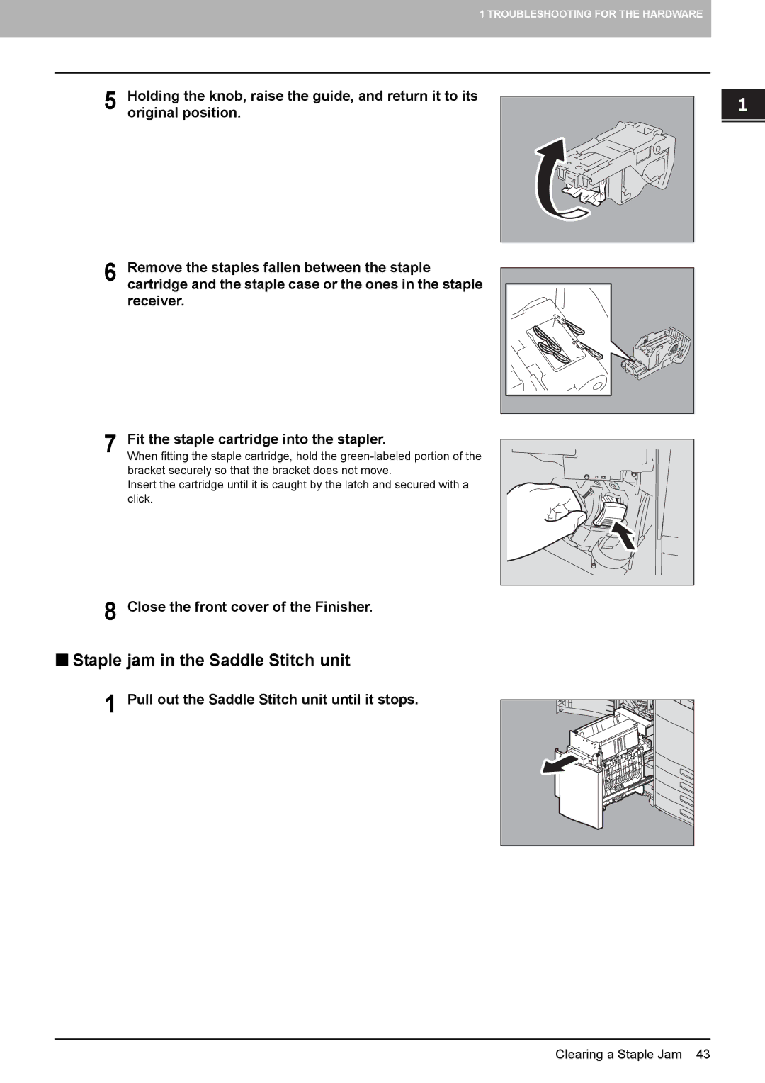 Toshiba 5520c manual „ Staple jam in the Saddle Stitch unit 