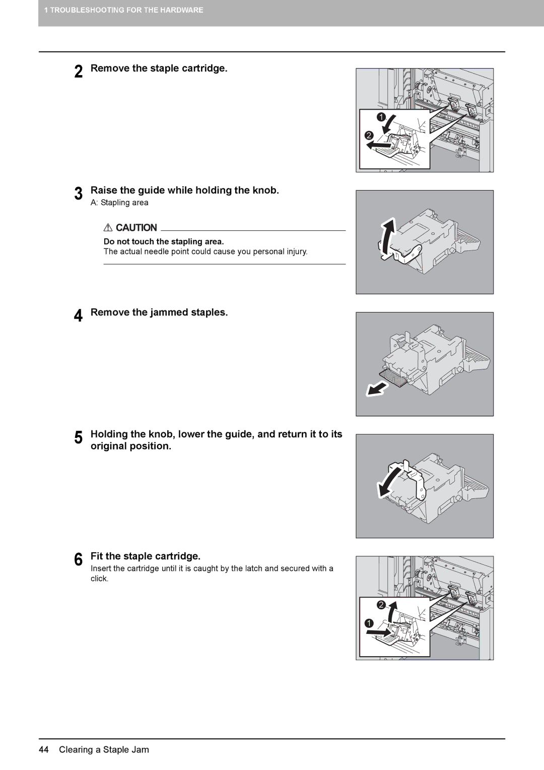 Toshiba 5520c manual Clearing a Staple Jam 