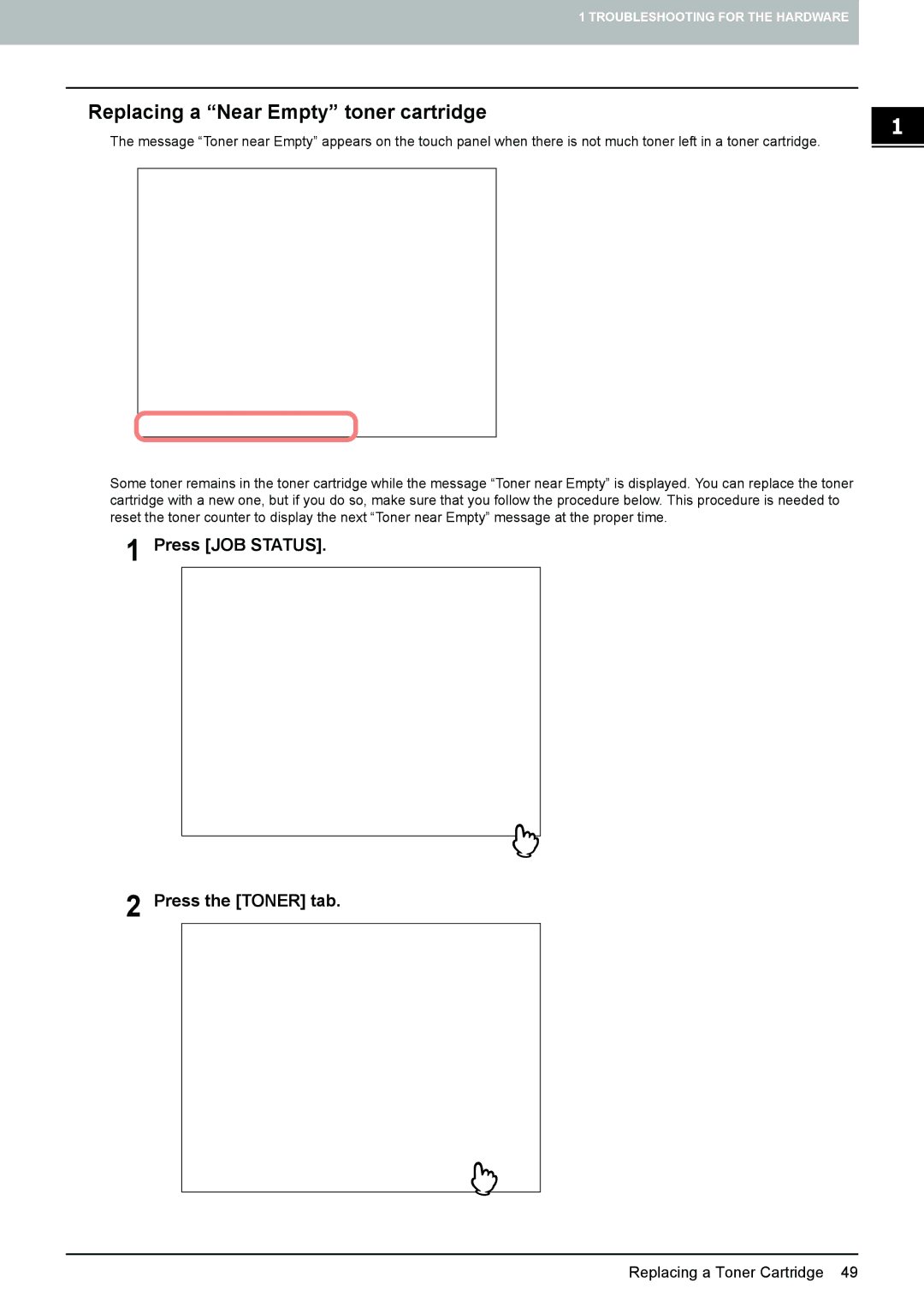 Toshiba 5520c manual „ Replacing a Near Empty toner cartridge 