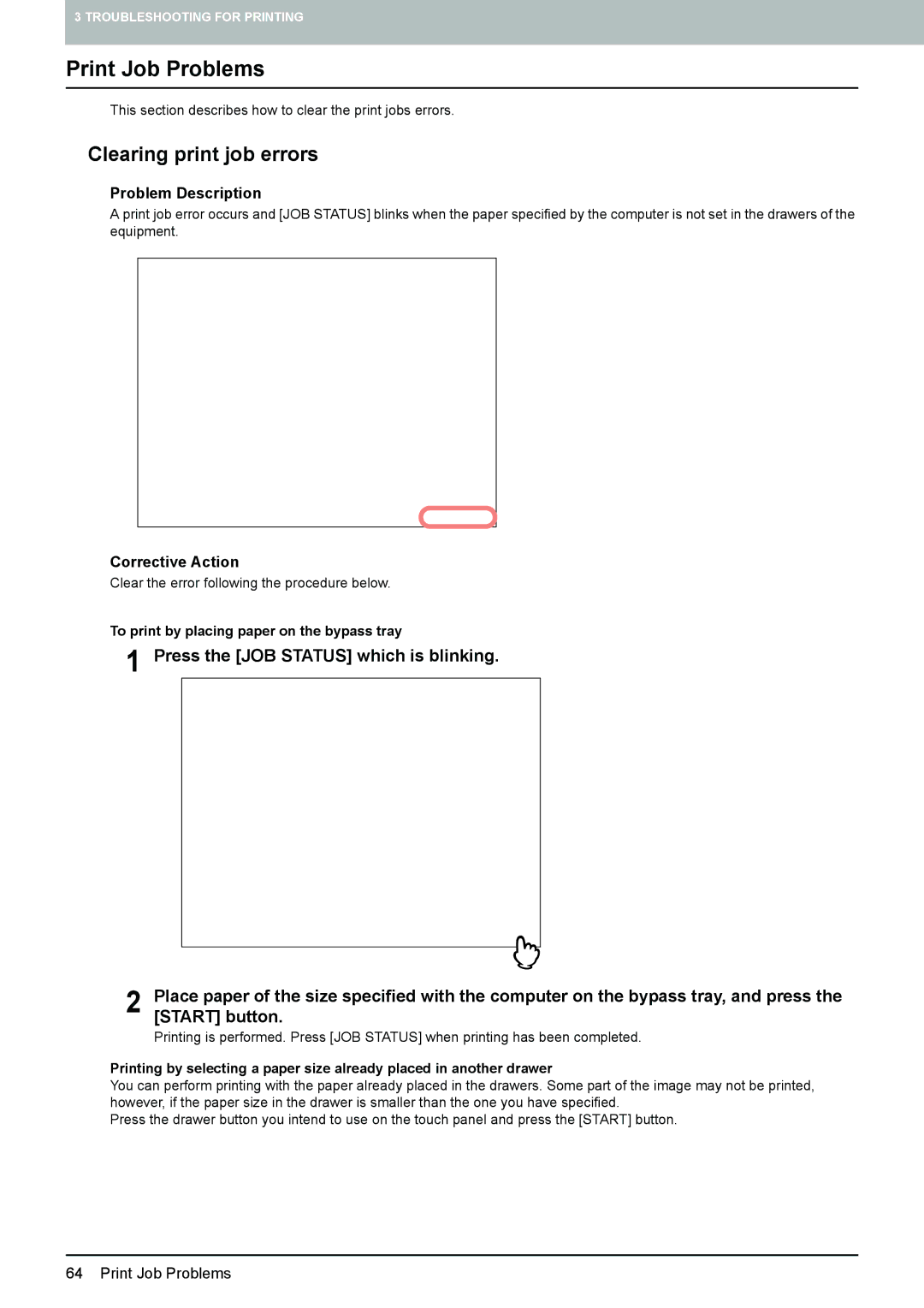 Toshiba 5520c manual Print Job Problems, „ Clearing print job errors 