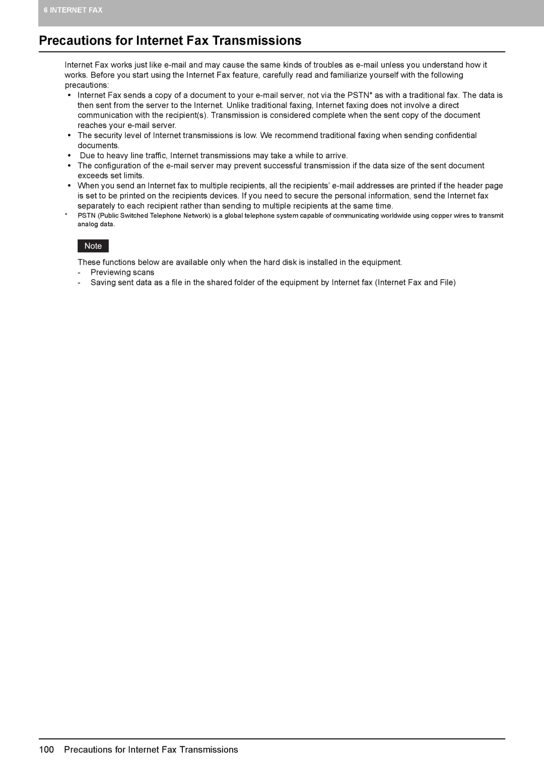 Toshiba 2540C, 556. 656, 6540C, 5540C, 6550C, 456SE, 856, 556SE, 756, 306SE, 356, 3540C Precautions for Internet Fax Transmissions 