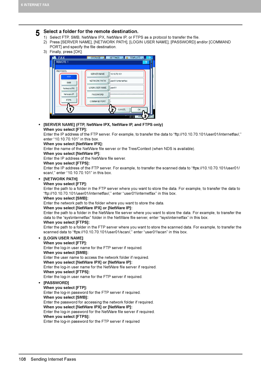 Toshiba 856, 556. 656, 6540C, 5540C, 6550C, 456SE, 556SE, 756, 306SE, 356, 3540C, 256 Select a folder for the remote destination 