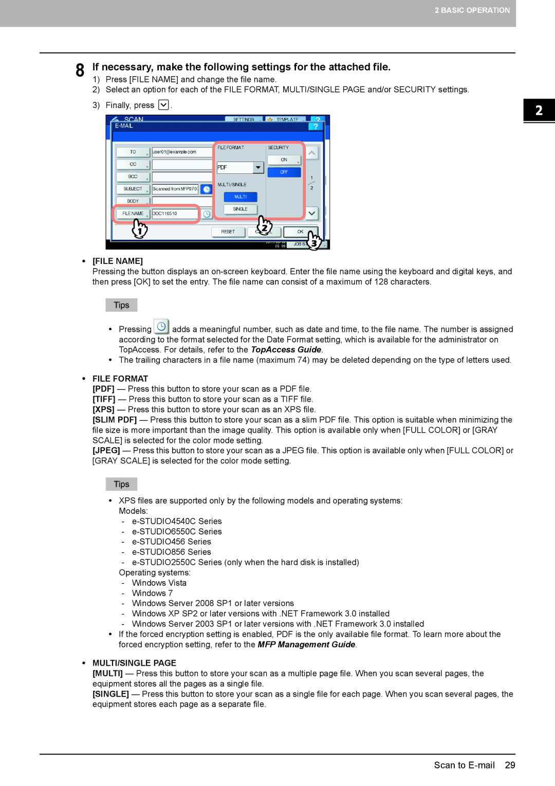 Toshiba 356, 556. 656, 6540C, 5540C, 6550C, 456SE, 856, 556SE, 756, 306SE, 3540C, 256, 206L Press File Name and change the file name 