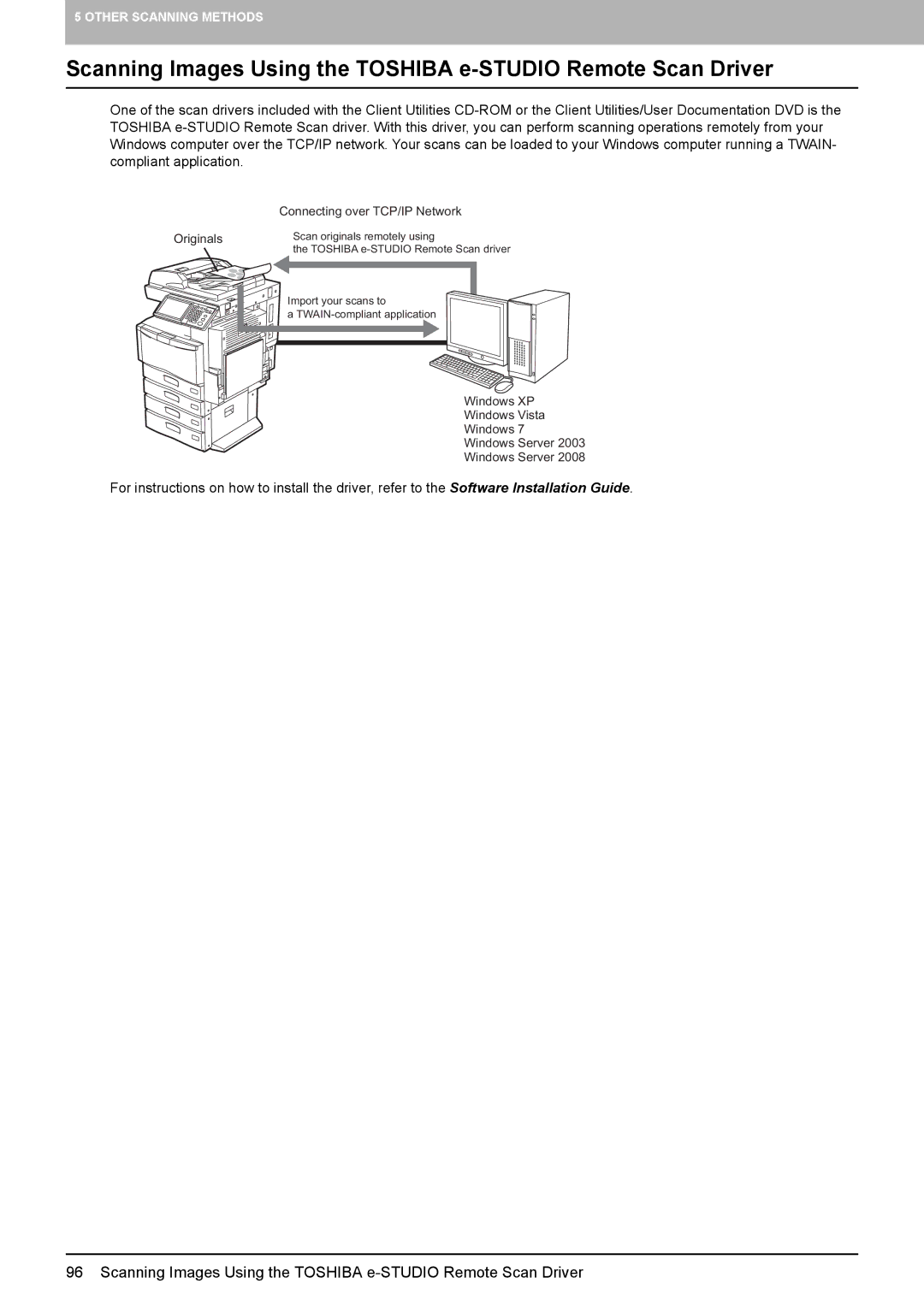 Toshiba 206L, 556. 656, 6540C, 5540C, 6550C, 456SE, 856, 556SE, 756, 306SE, 3540C, 256, 2040C, 356SE, 4540C Other Scanning Methods 