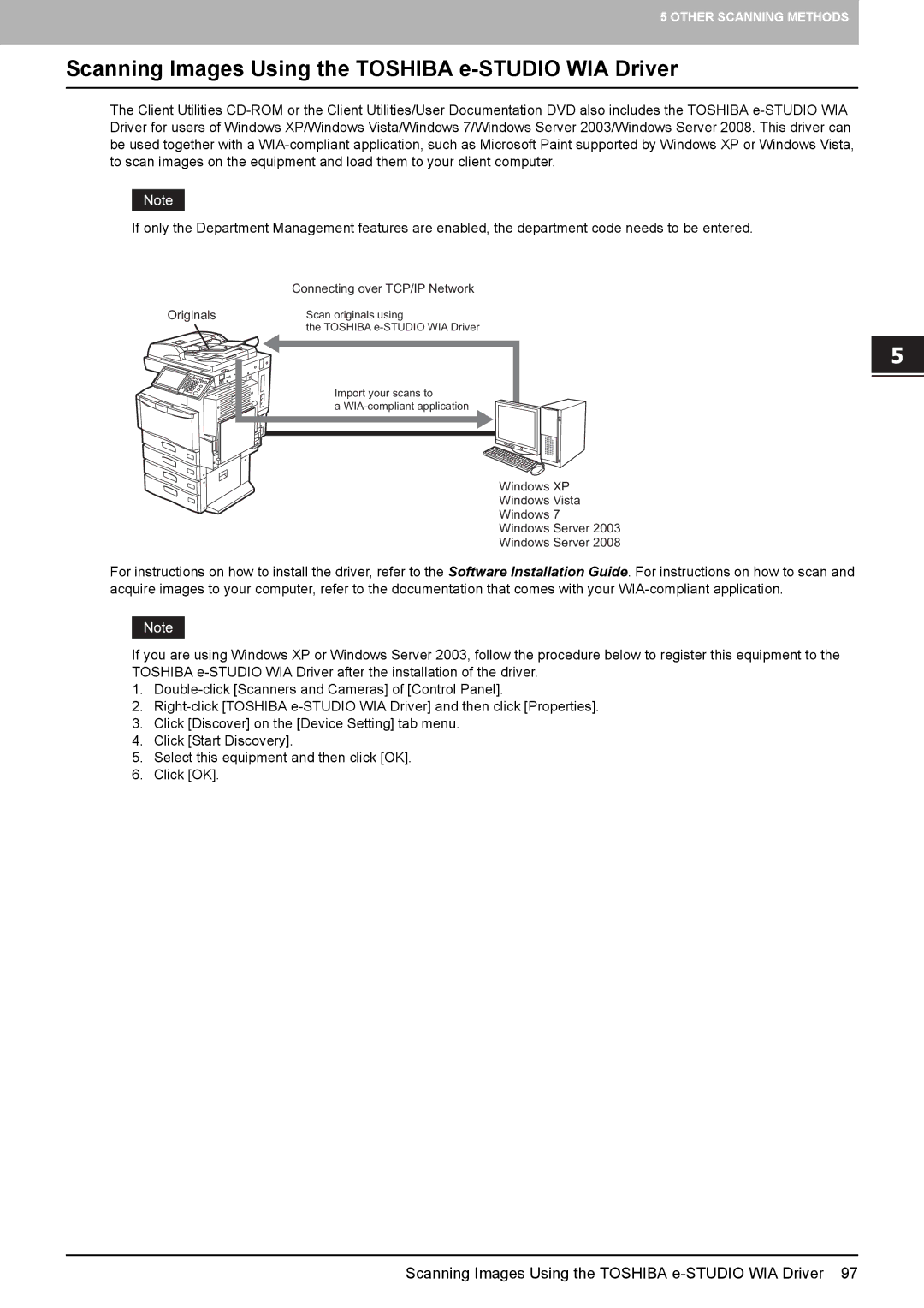 Toshiba 2040C, 556. 656, 6540C, 5540C, 6550C, 456SE, 856, 556SE, 756, 306SE Scanning Images Using the Toshiba e-STUDIO WIA Driver 