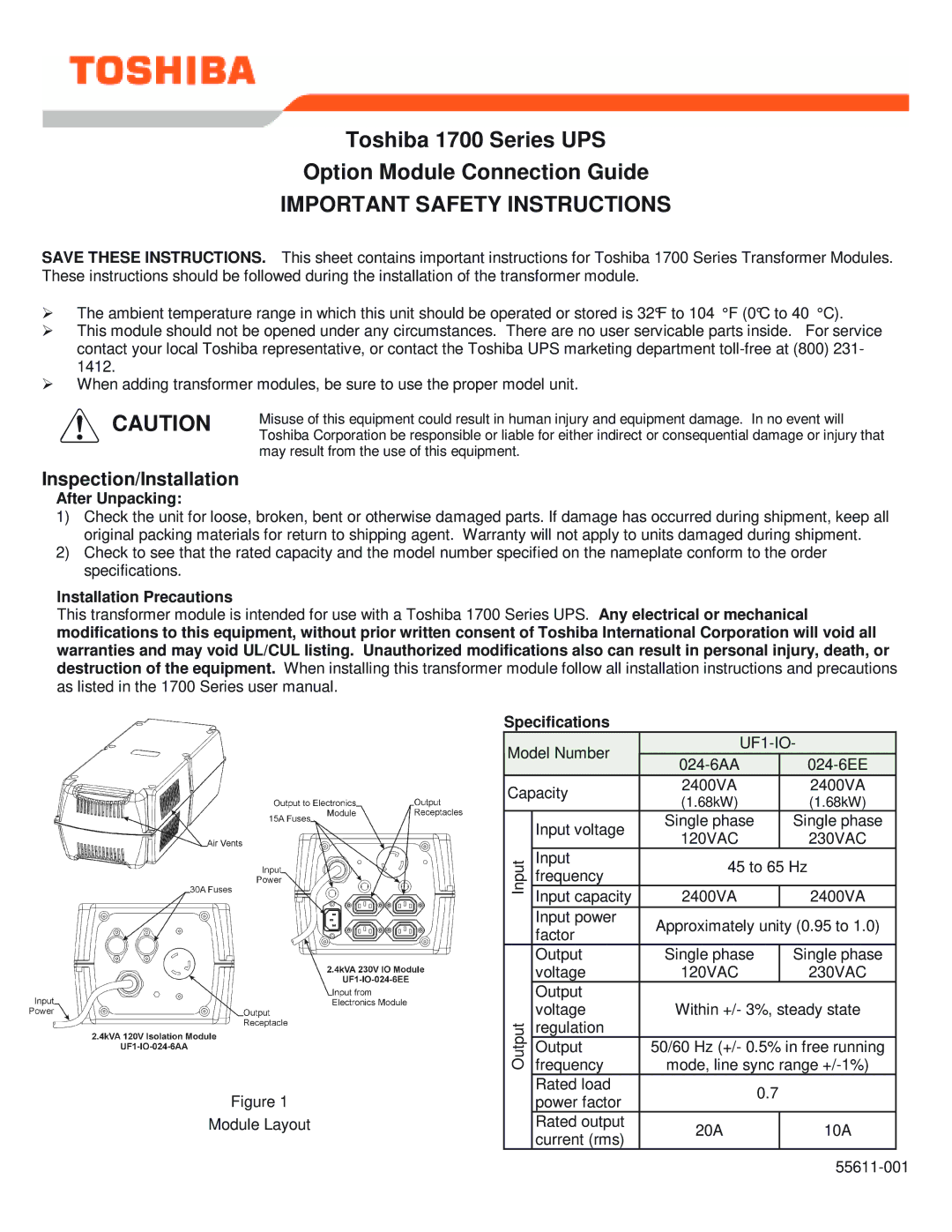 Toshiba 55611-001 important safety instructions Important Safety Instructions, Inspection/Installation, After Unpacking 