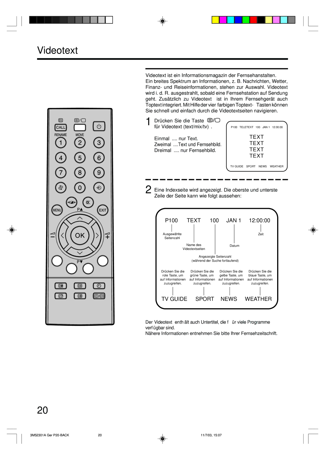 Toshiba 55M21D manual Videotext 