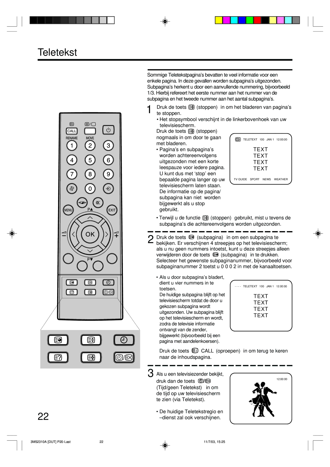 Toshiba 55M21D manual Druk de toets Call oproepen naar de inhoudspagina, Om terug te keren 