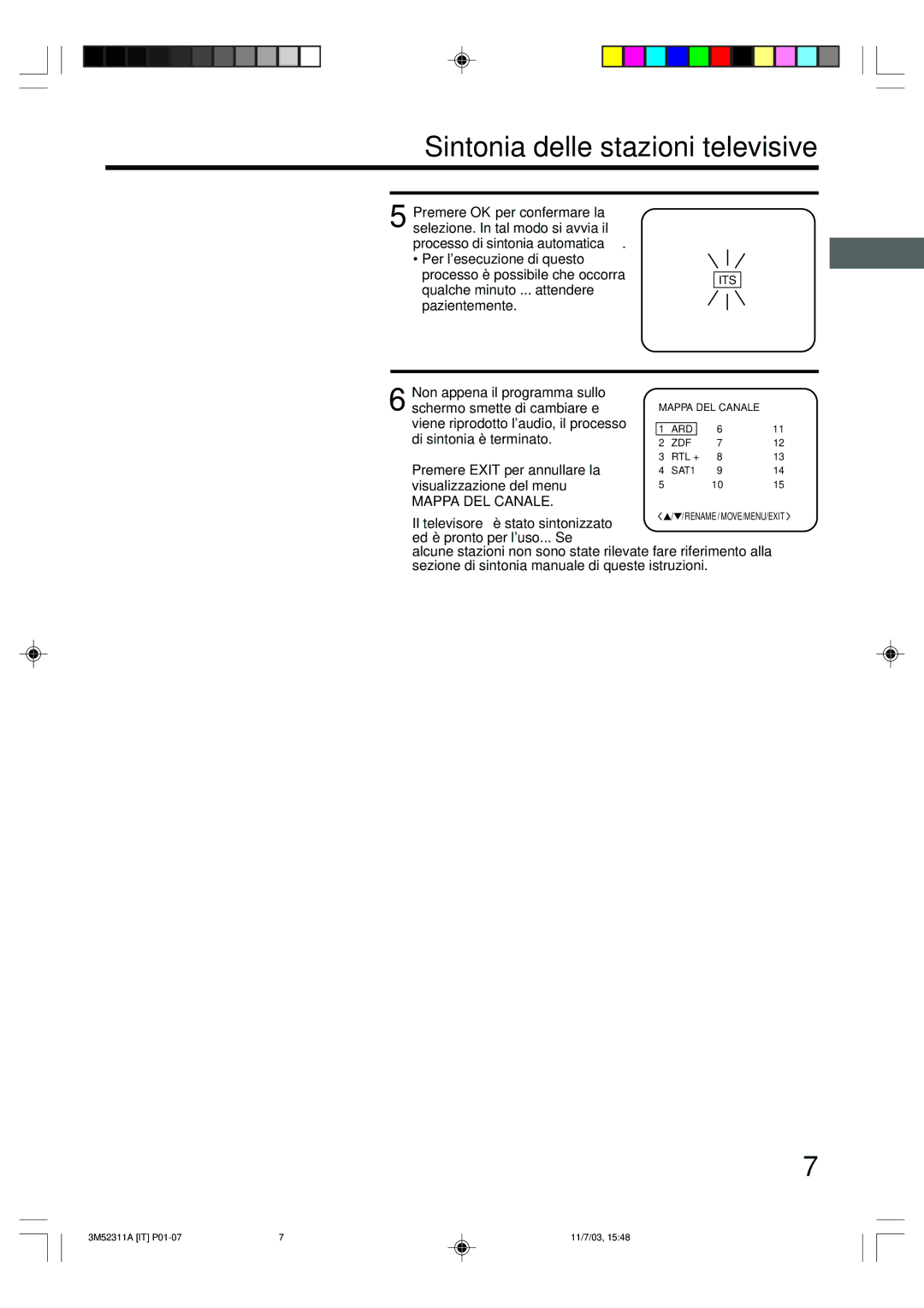 Toshiba 55M21D manual Sintonia delle stazioni televisive, Mappa DEL Canale 