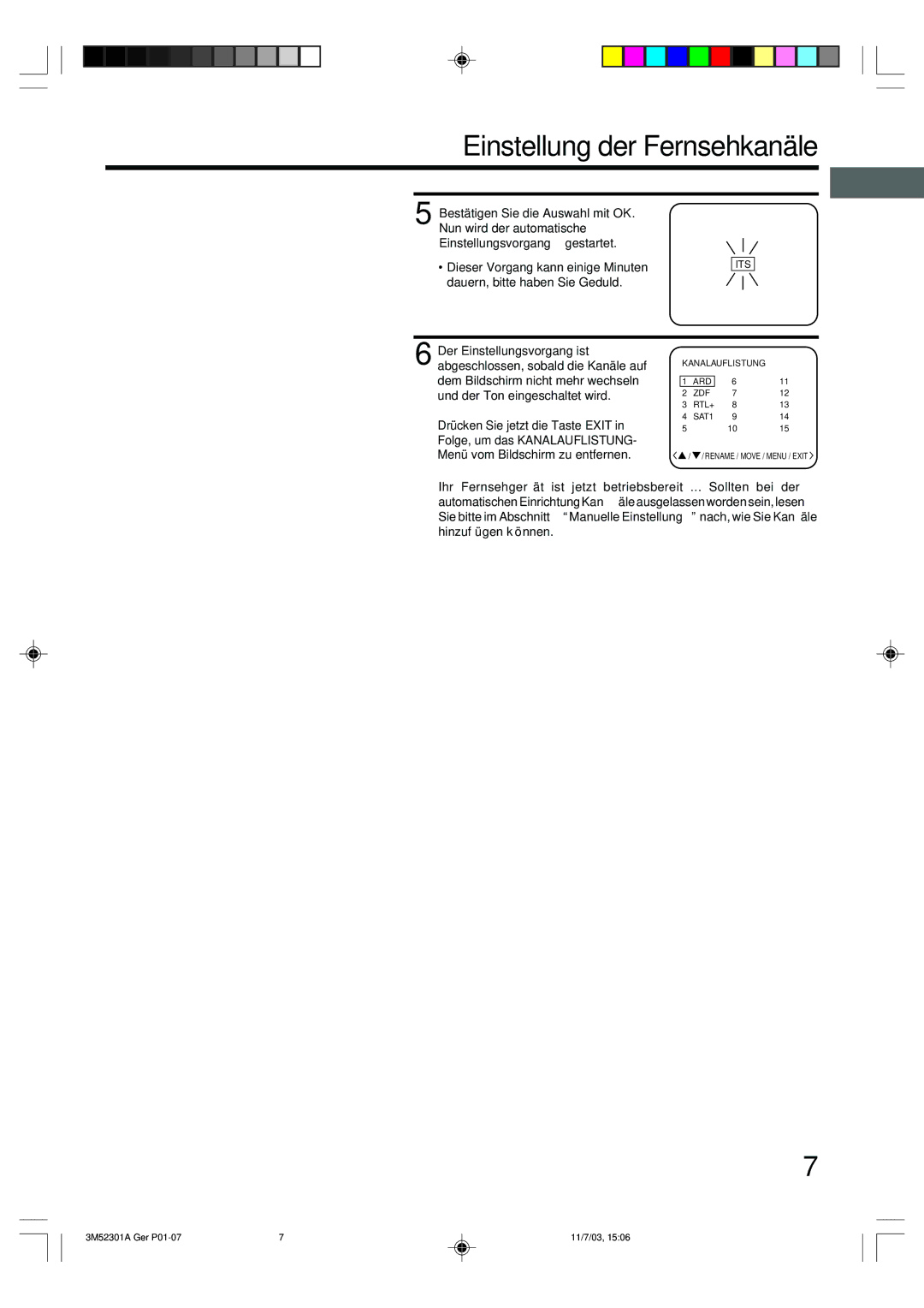 Toshiba 55M21D manual Einstellung der Fernsehkanäle 