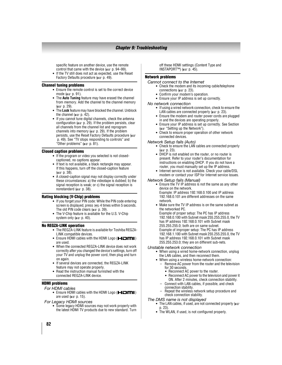 Toshiba 46WX800U, 55WX800U manual Troubleshooting 