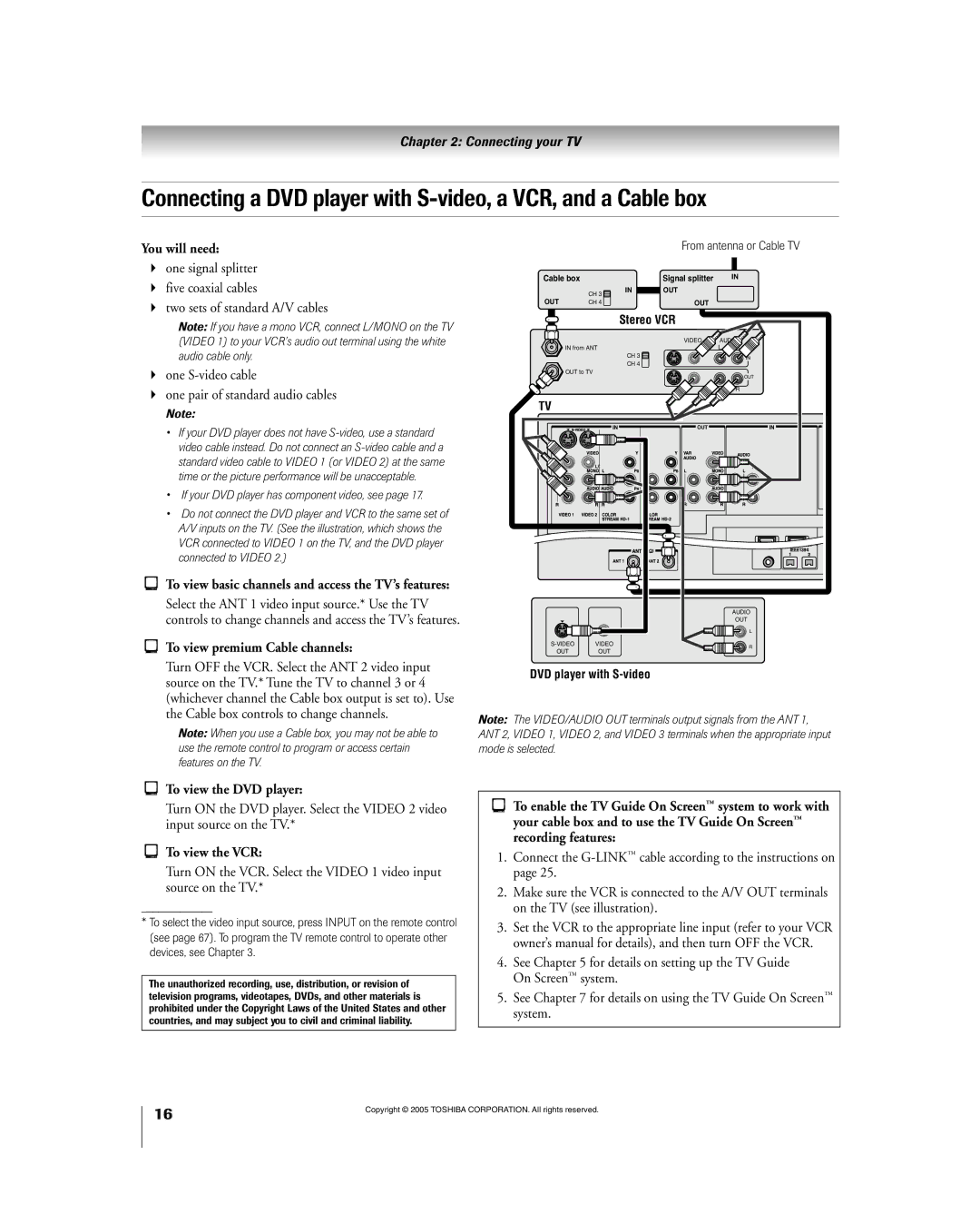 Toshiba 56HM195 owner manual To view premium Cable channels, To view the DVD player 